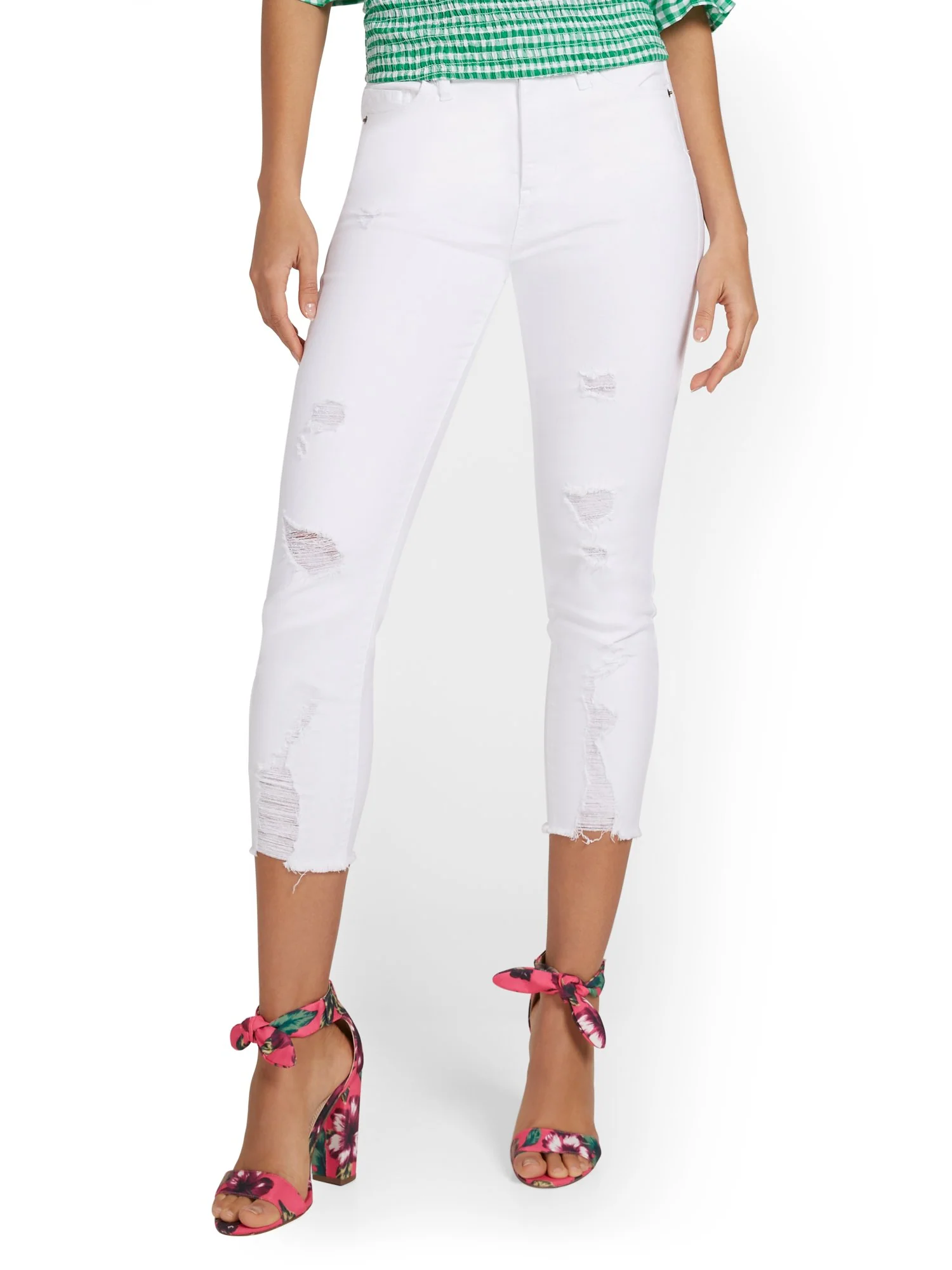 Abby High-Waisted Slimming Capri Jeans - White