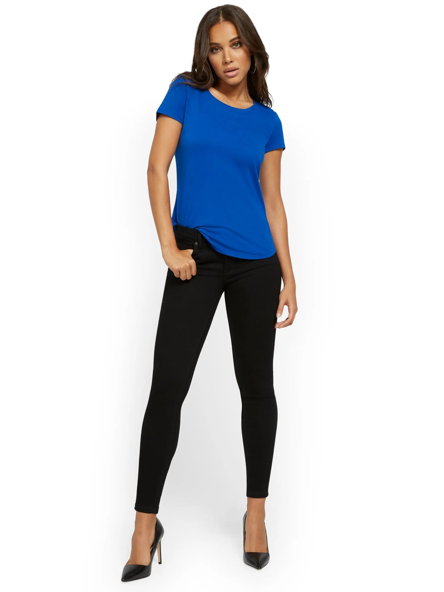 Abby Mid-Rise Slimming No Gap Super-Skinny Ankle Jeans - Black - Image 4