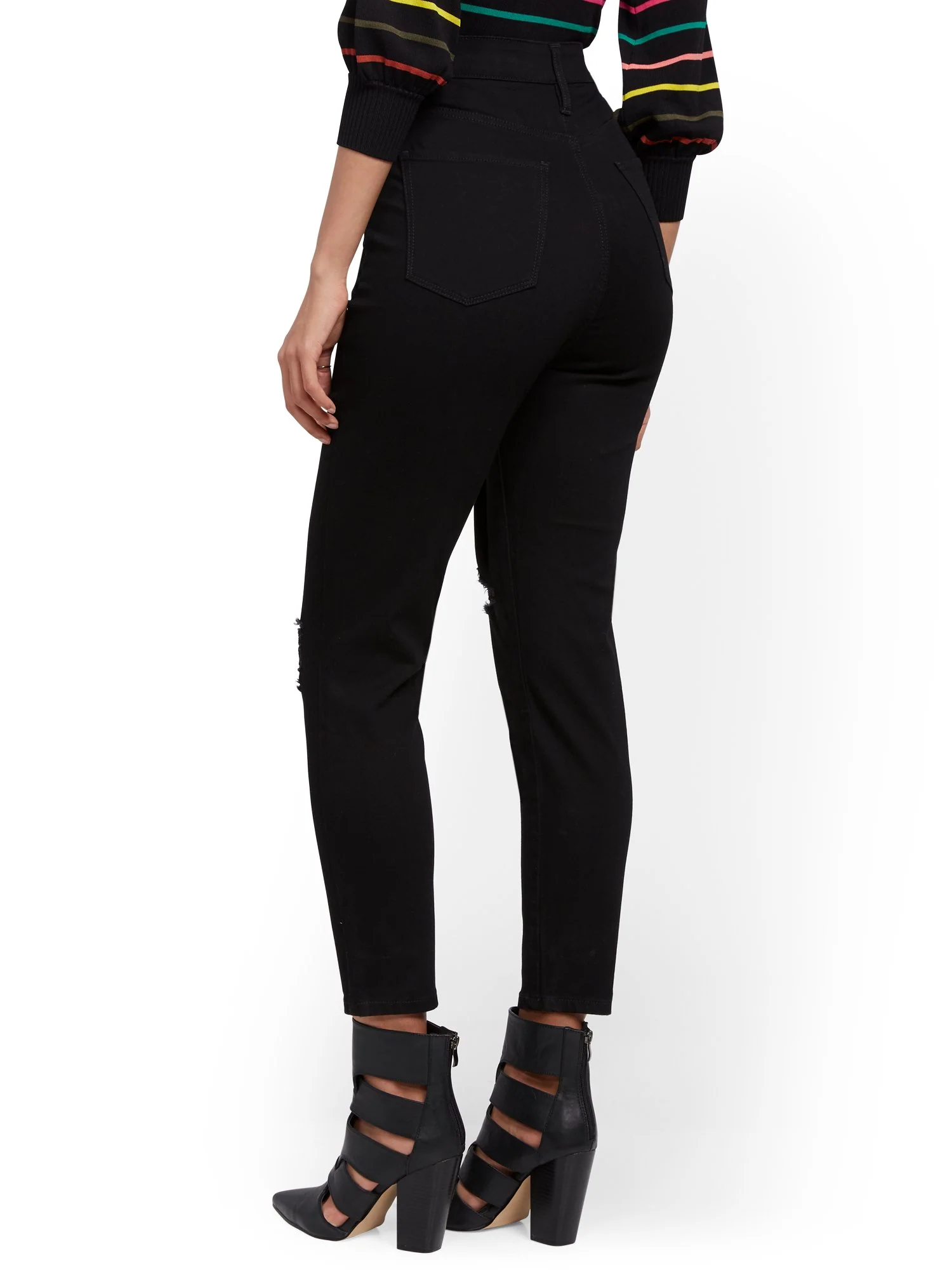 Abby Super High-Waisted No Gap Super-Skinny Ankle Jeans - Black - Image 3