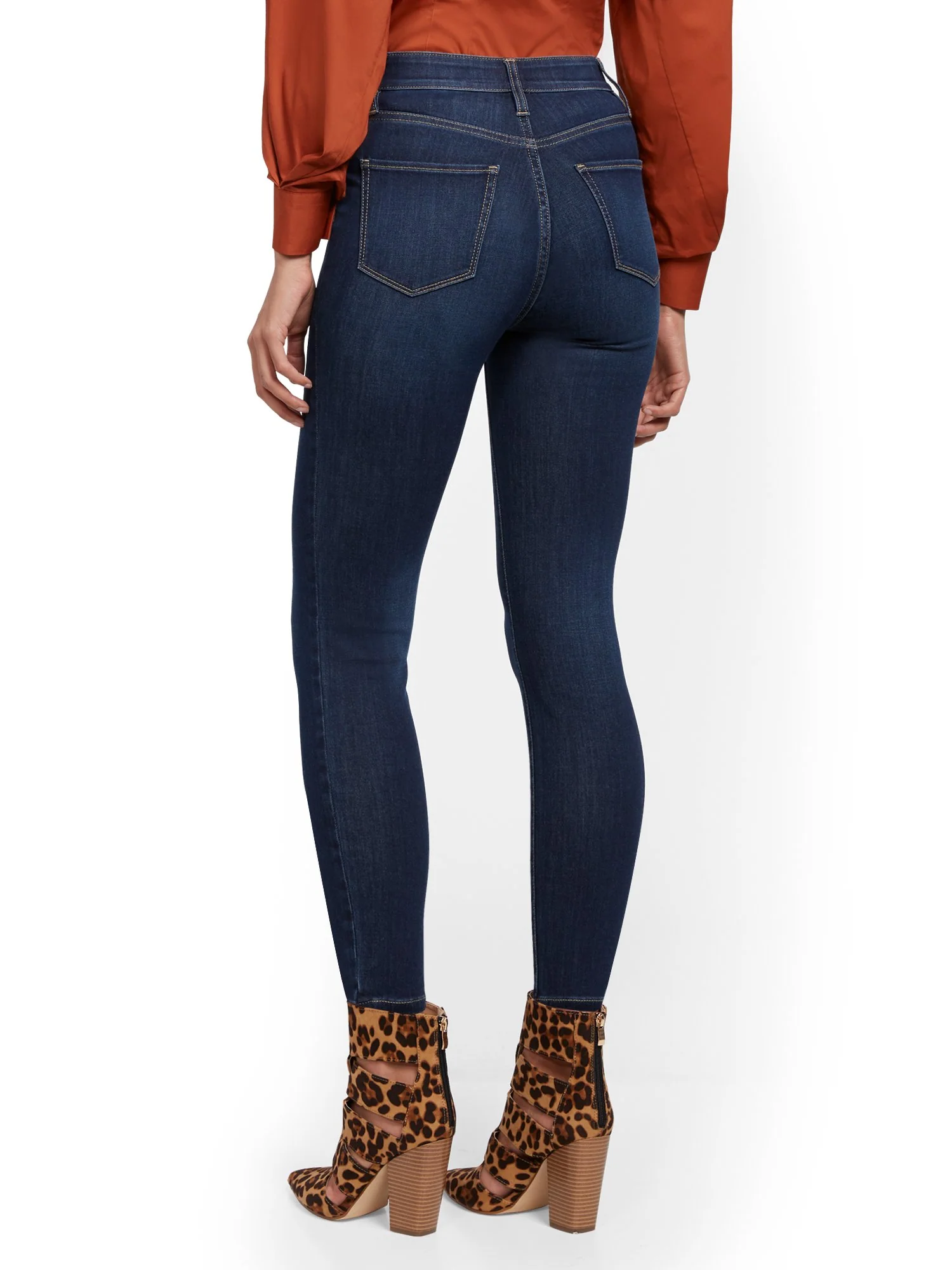 Abby Super High-Waisted No Gap Super-Skinny Ankle Jeans - Dark Blue - Image 3