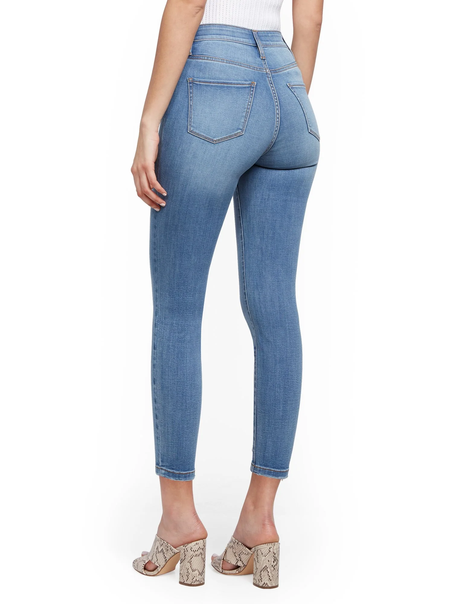 Abby Super High-Waisted No Gap Super-Skinny Ankle Jeans - Light Blue - Image 3