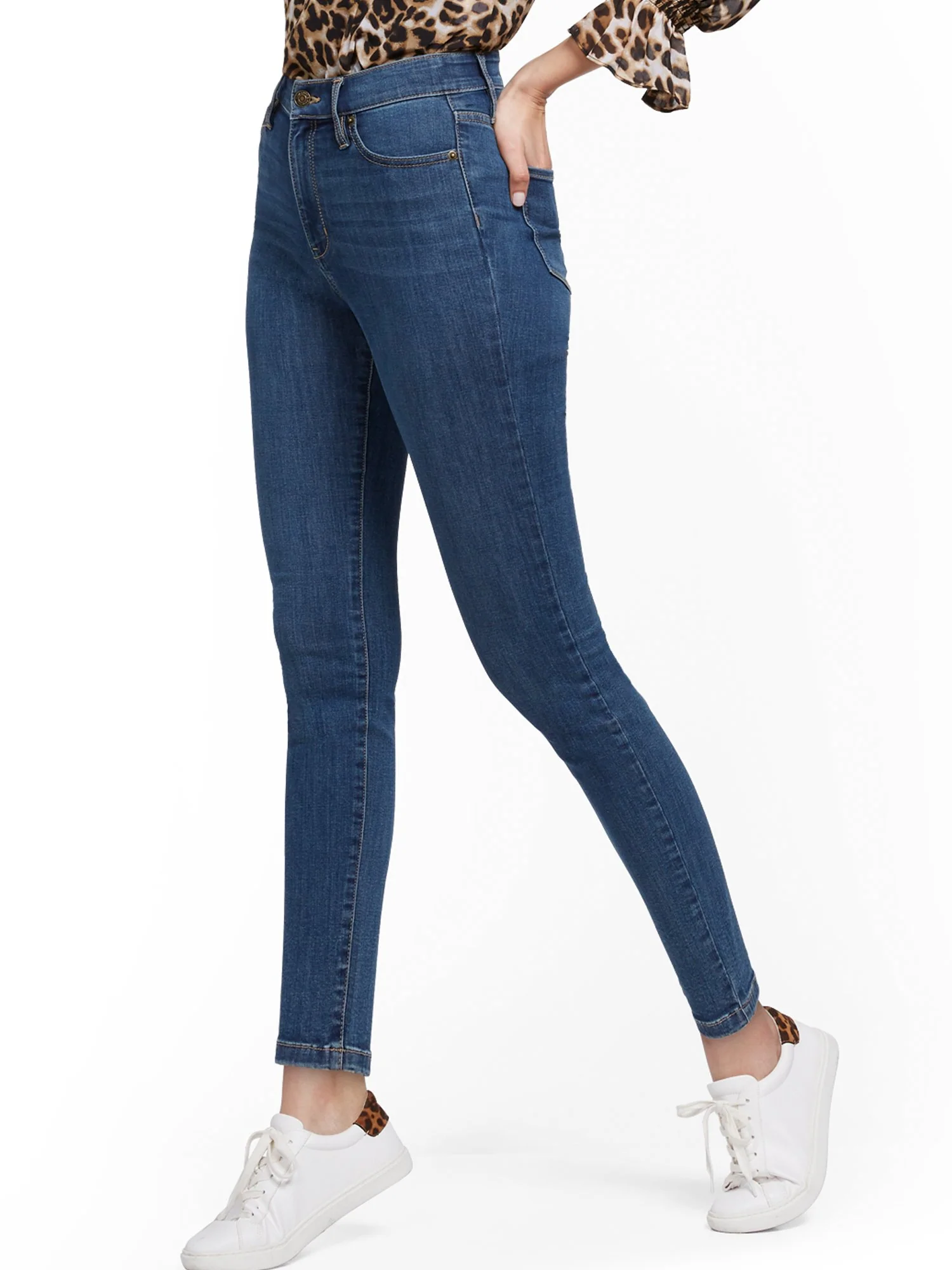 Abby Super High-Waisted No Gap Super-Skinny Ankle Jeans - Medium Blue - Image 4