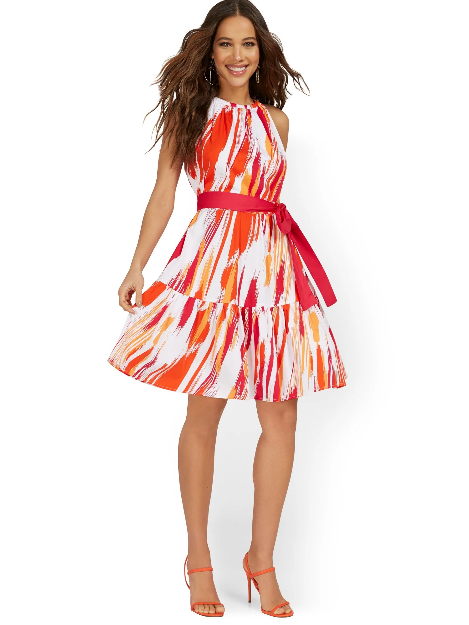 Abstract Halter Tie-Front Dress - Image 2