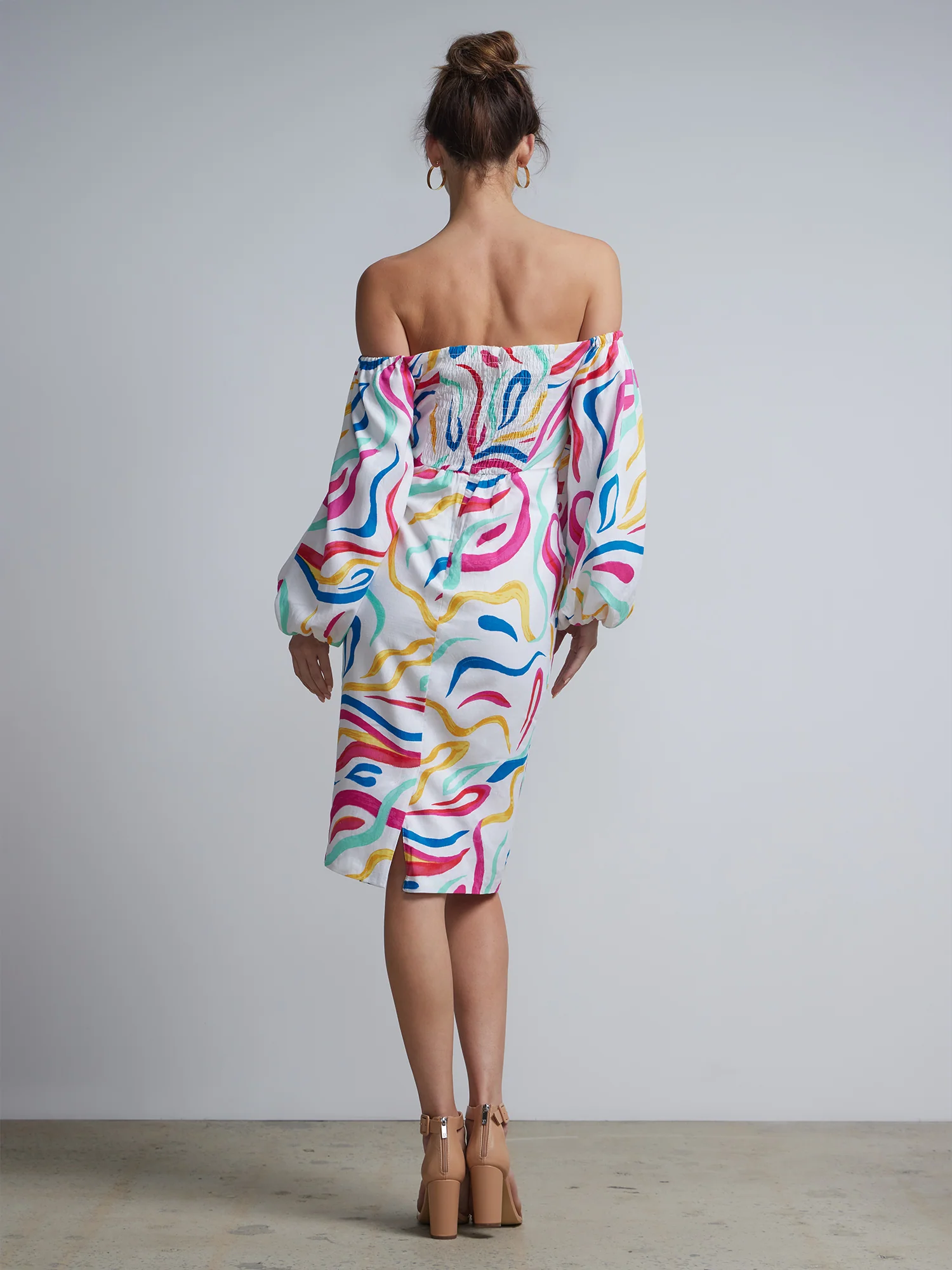 Abstract-Print Off-The-Shoulder Sheath Dress - Image 3