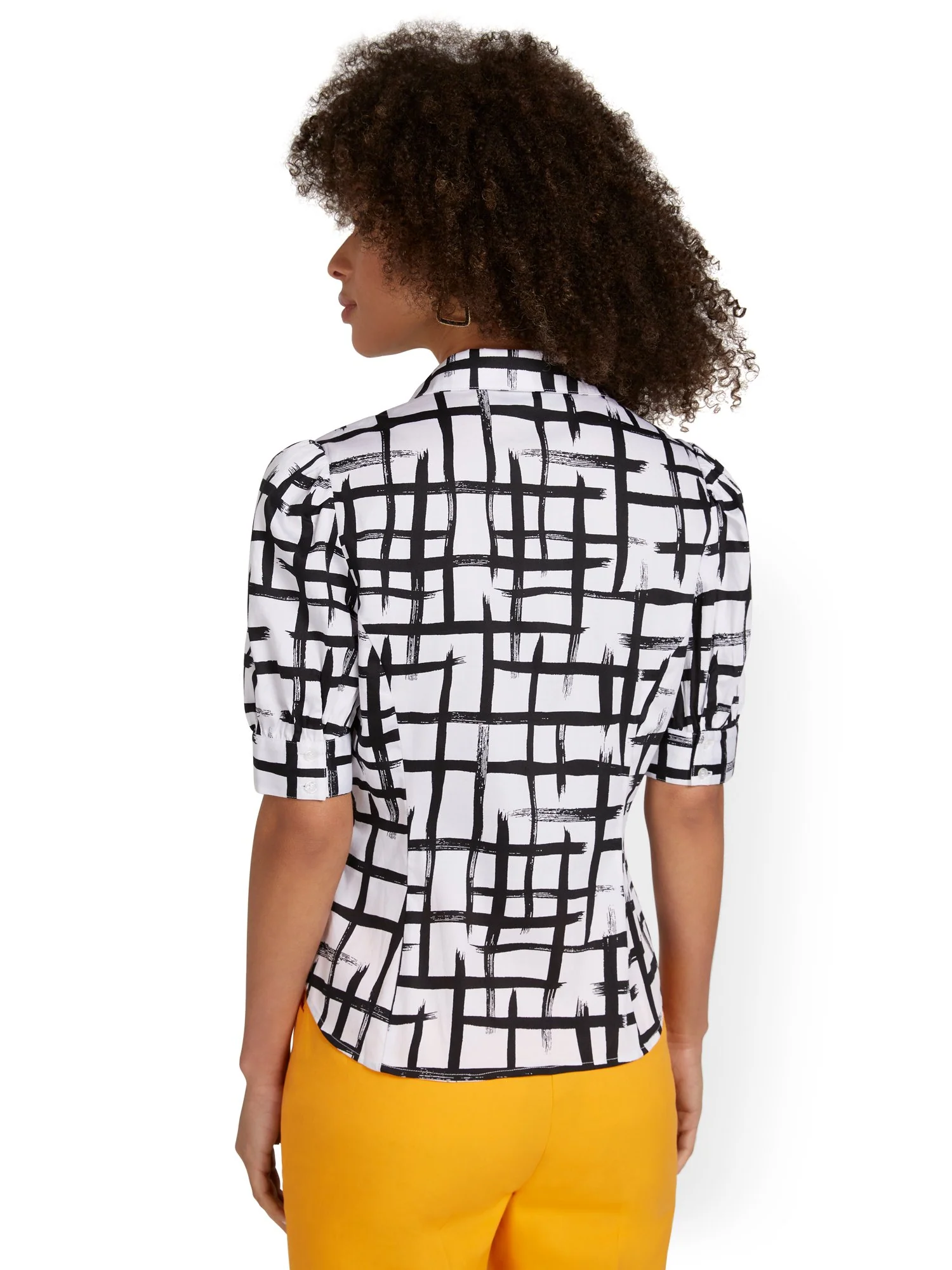Abstract-Print Puff-Sleeve Madison Shirt - 7th Avenue - Image 2