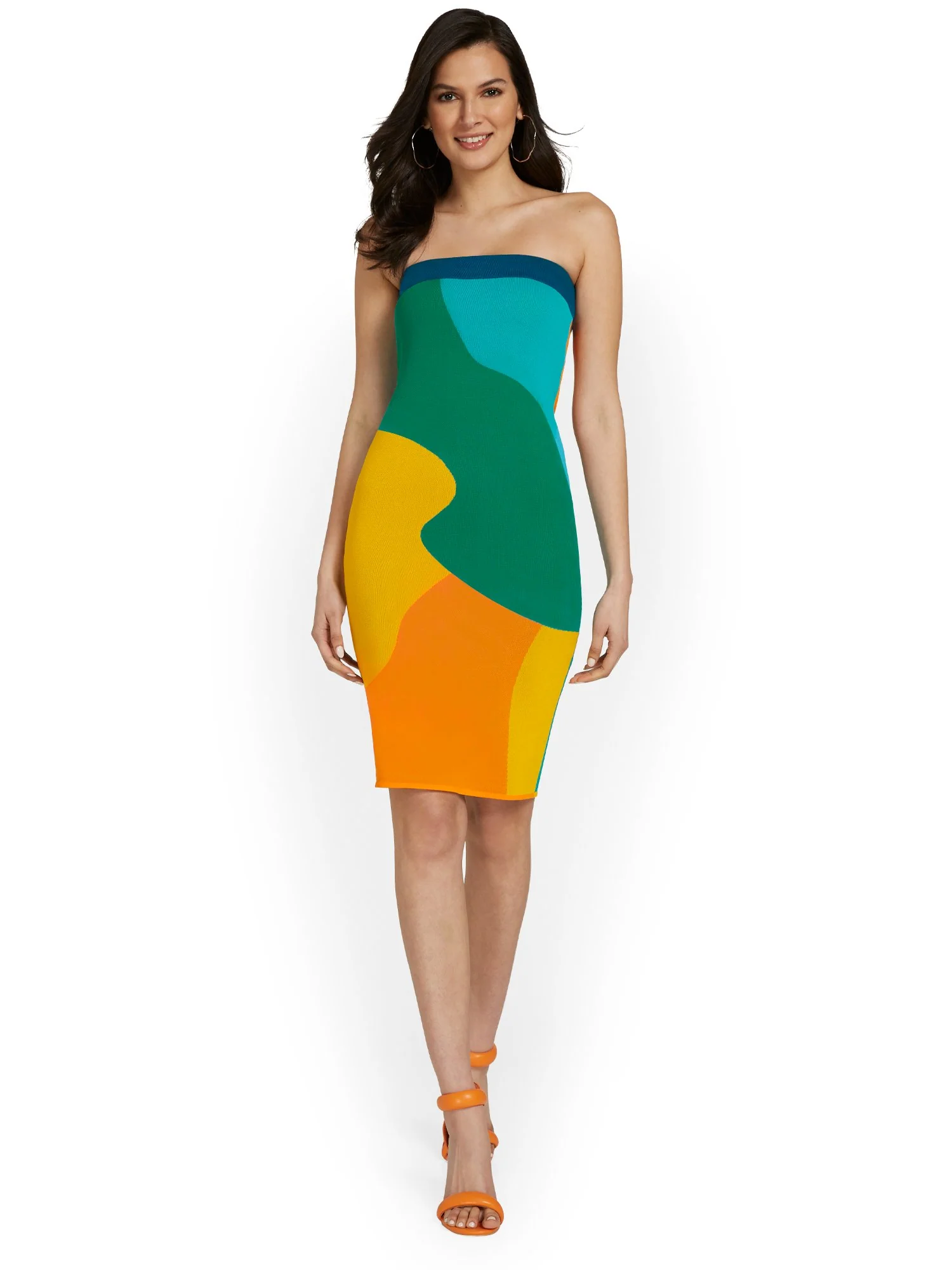 Abstract-Print Strapless Sweater Dress - Image 4