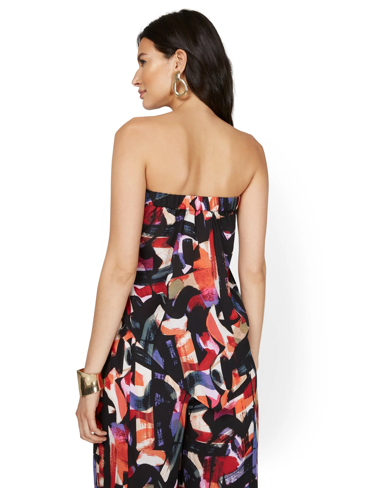 Abstract-Print Strapless Top - Image 3