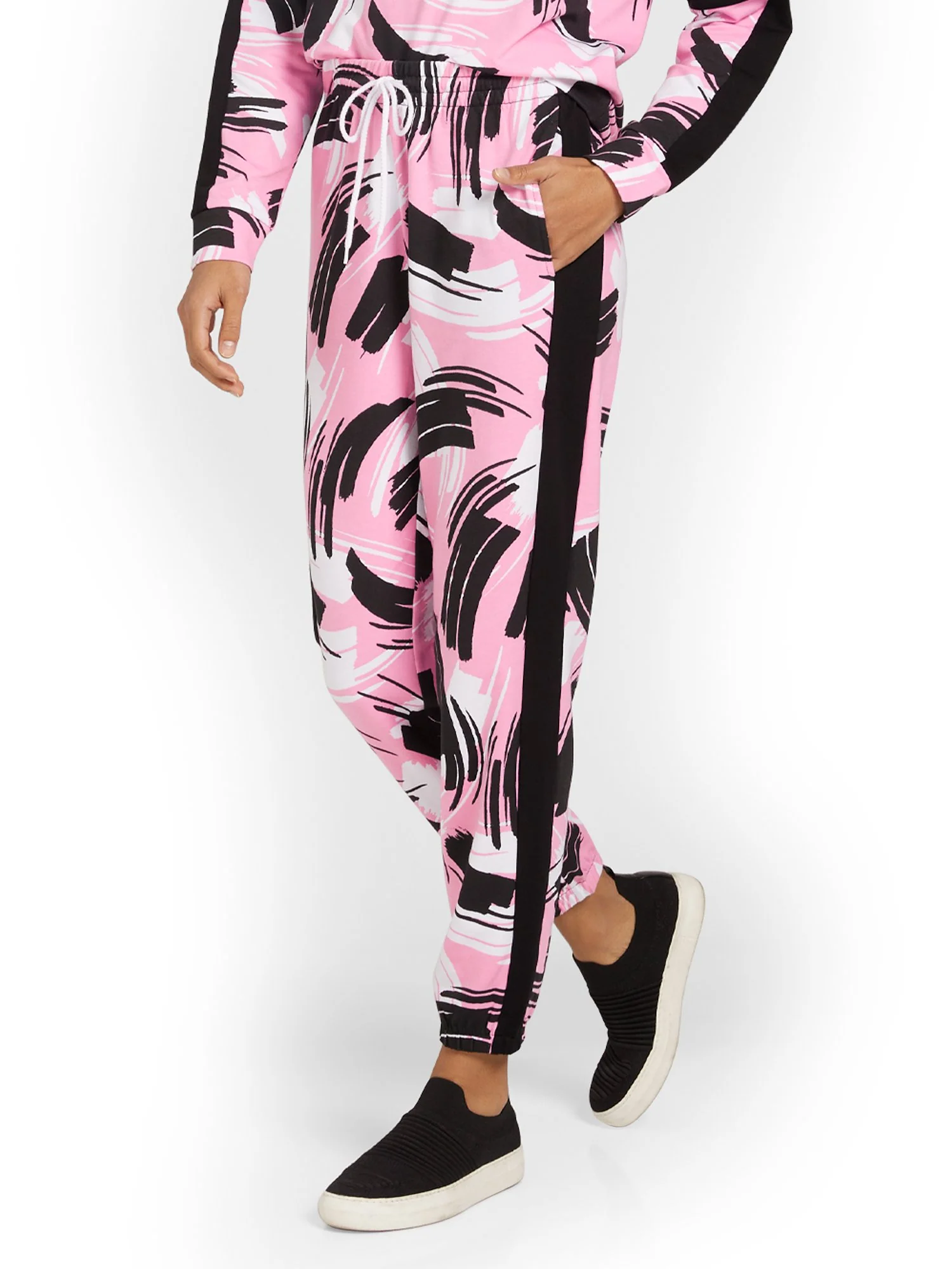 Abstract-Print Striped French Terry Jogger Pant - Image 2