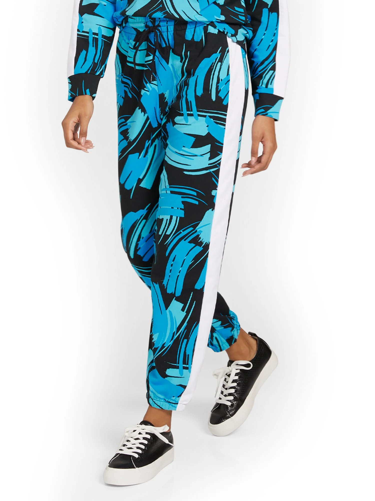 Abstract-Print Striped French Terry Jogger Pant - Image 7