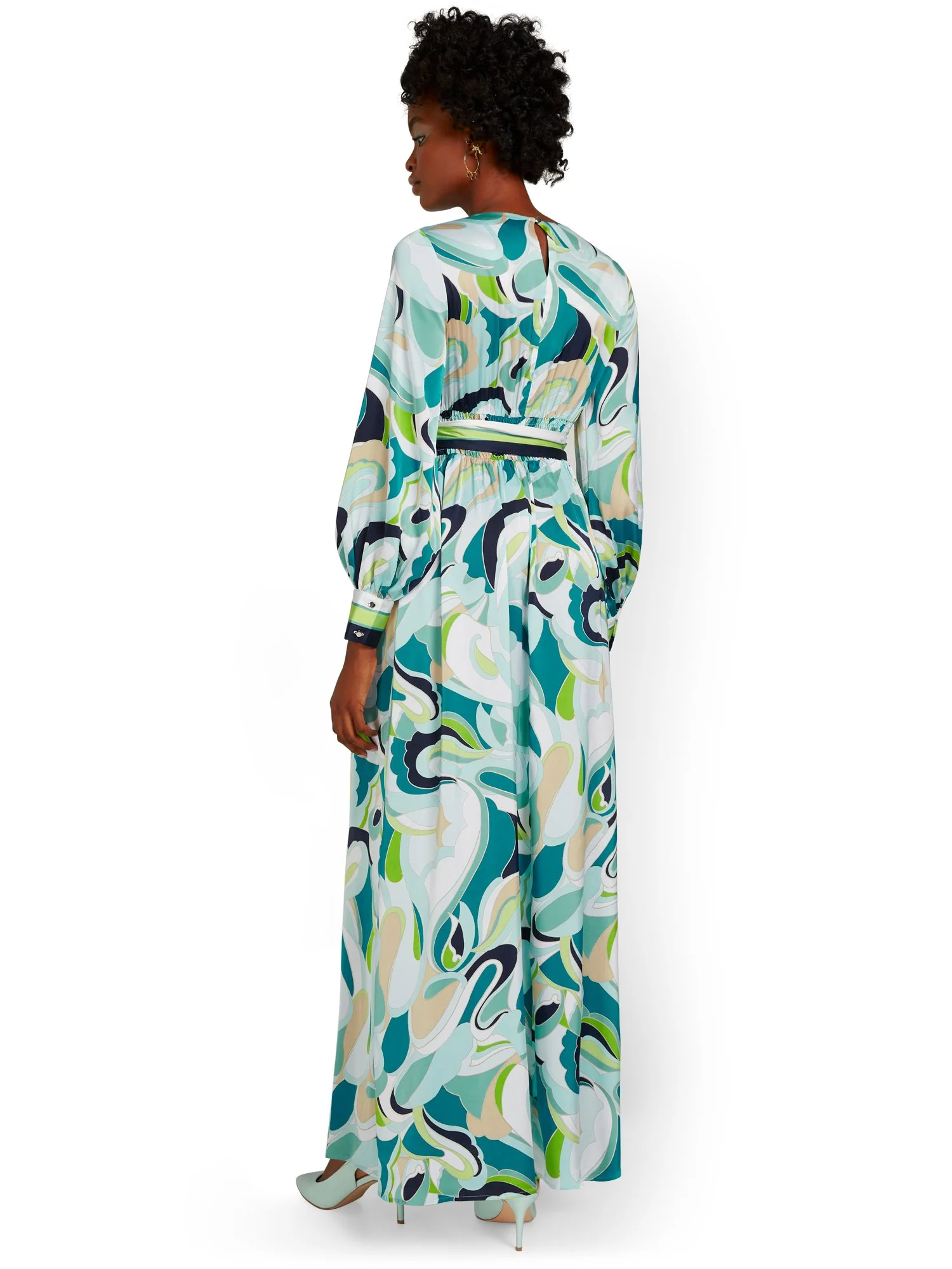 Abstract-Print Tie-Waist Maxi Dress - Image 3
