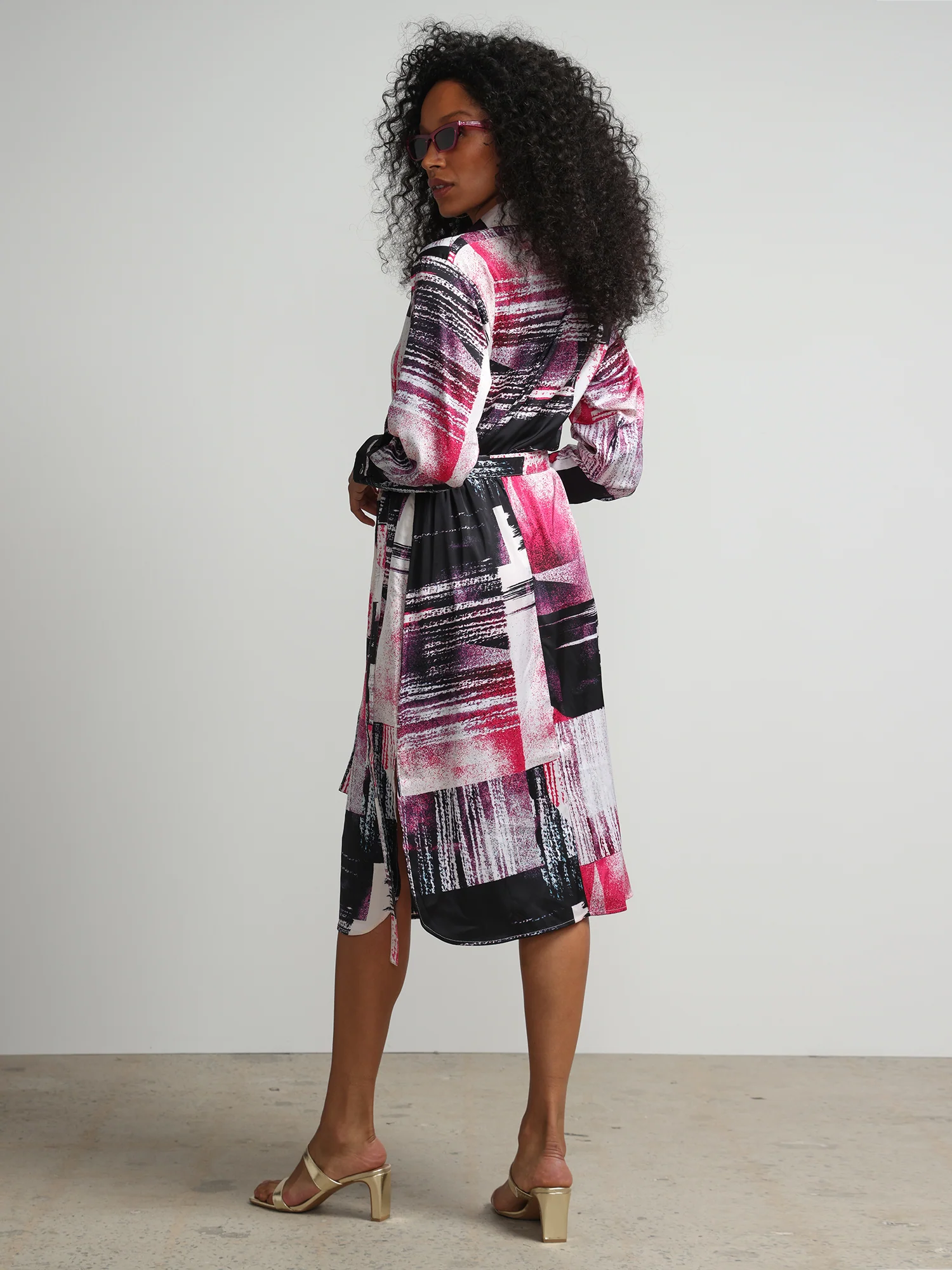 Abstract-Print Wrap Dress - Image 3