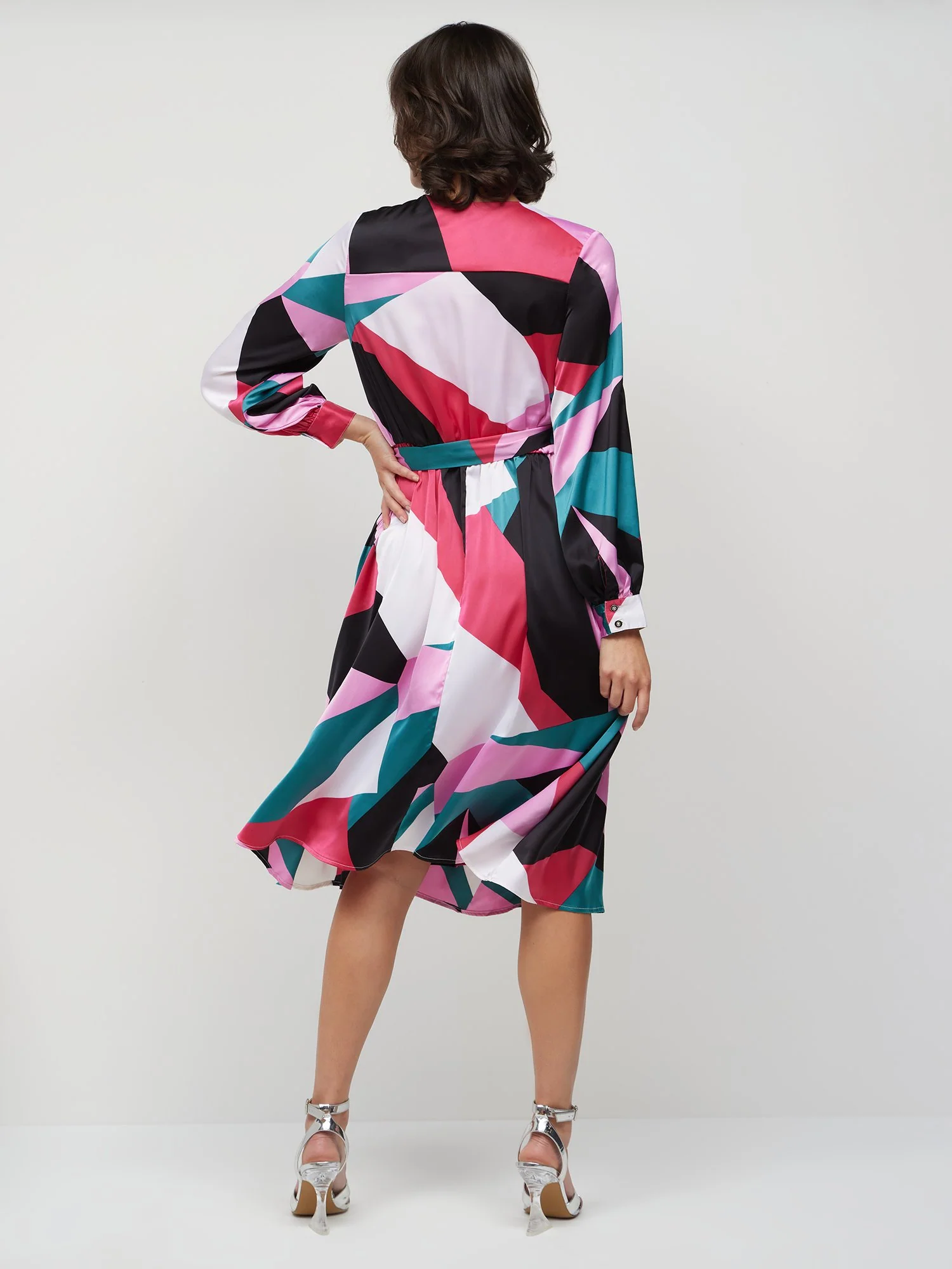 Abstract-Print Wrap Midi Dress - Image 2