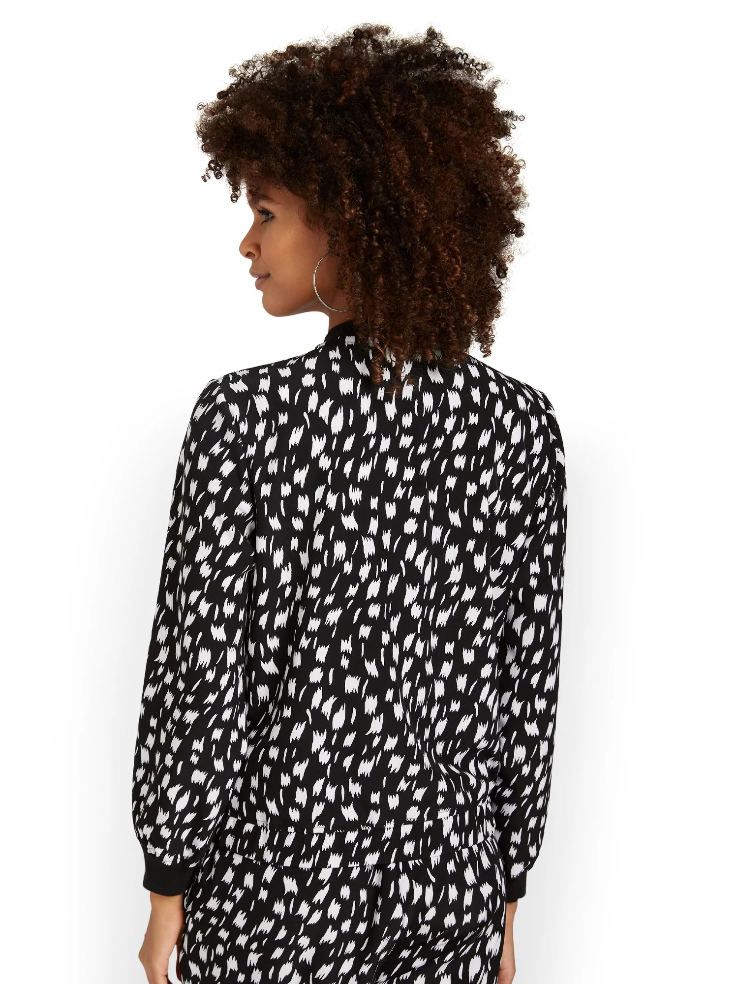 Abstract-Print Zip-Front Woven Jacket - Image 3
