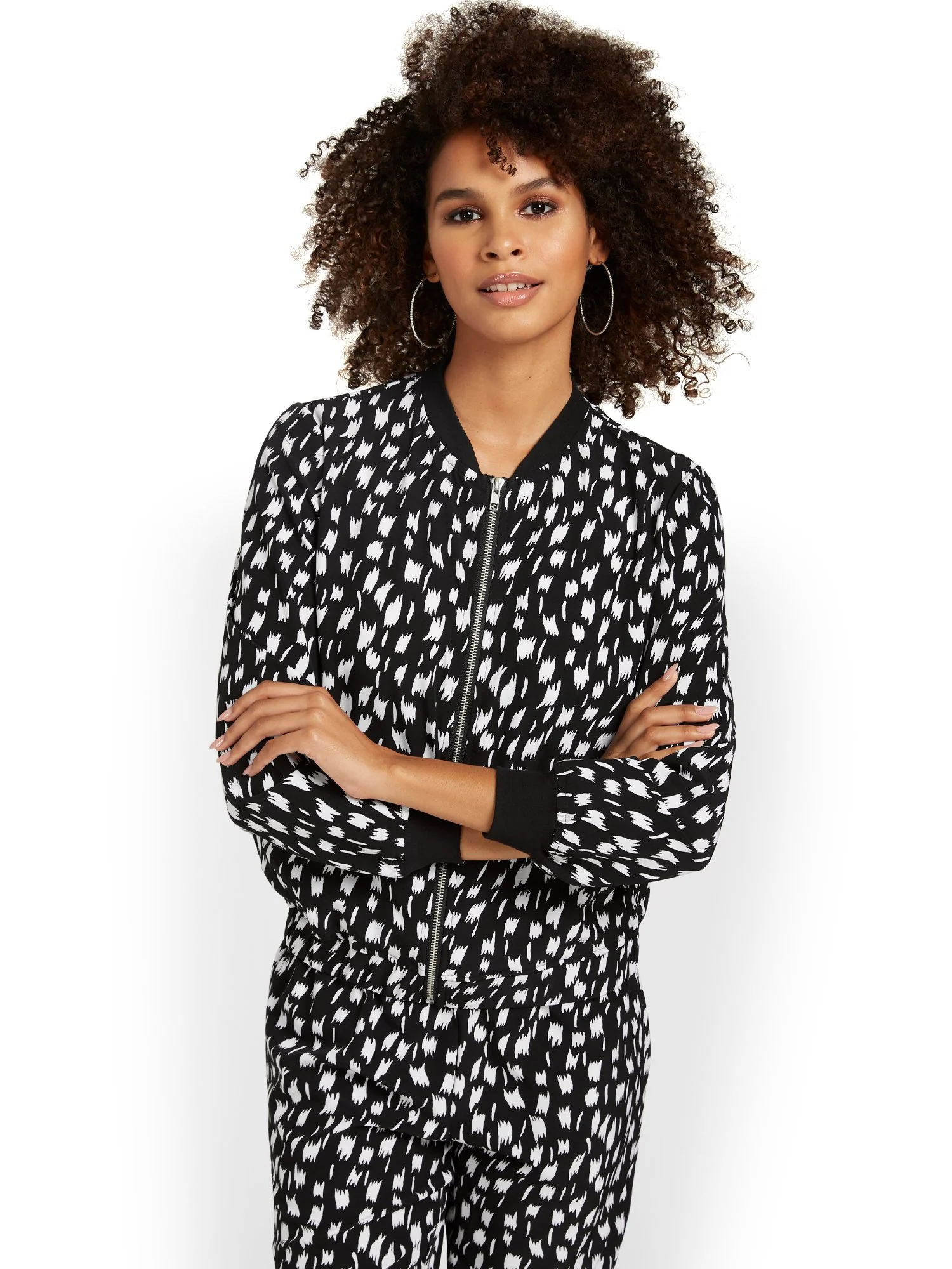 Abstract-Print Zip-Front Woven Jacket - Image 4