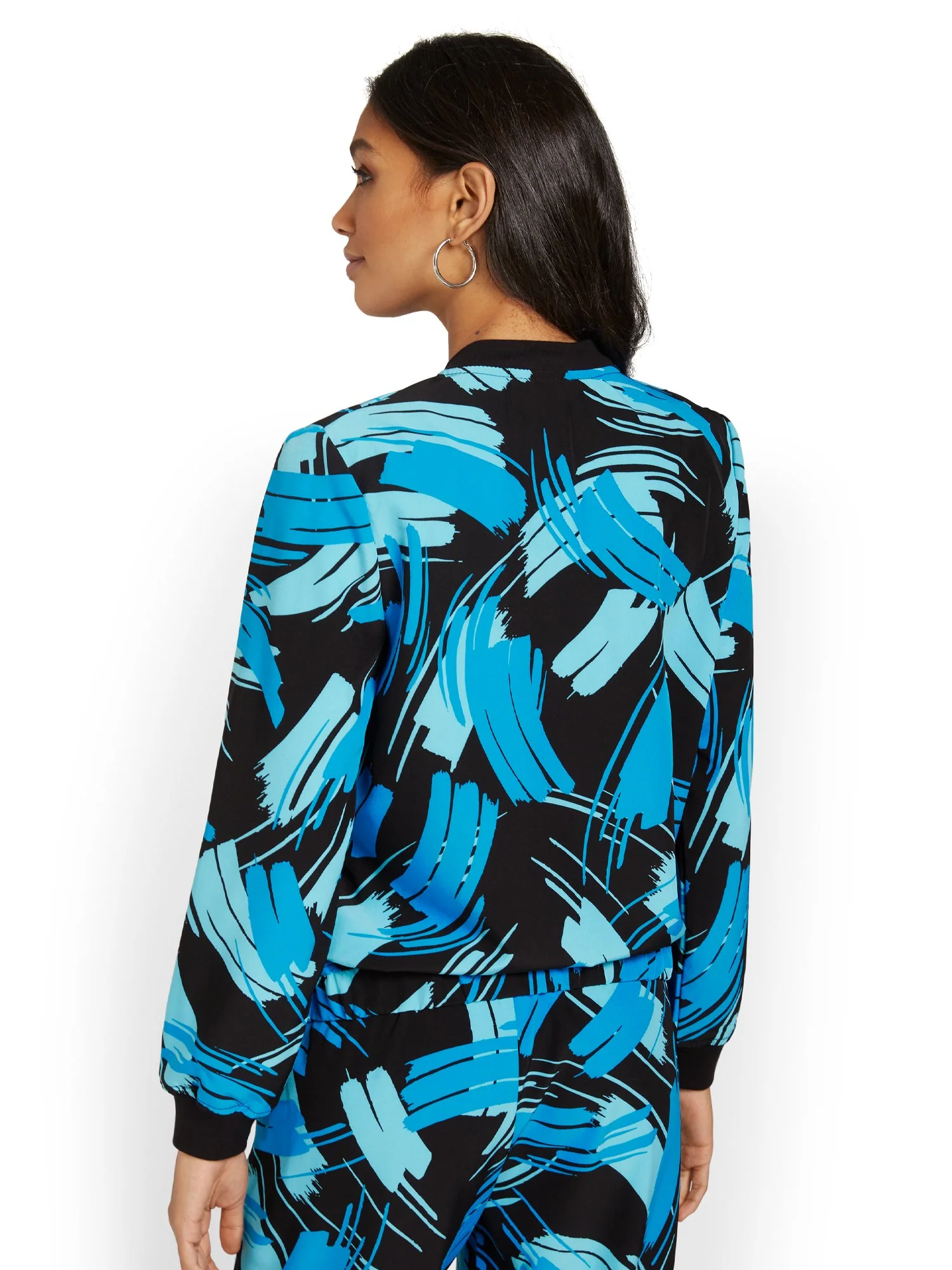 Abstract-Print Zip-Front Woven Jacket - Image 3