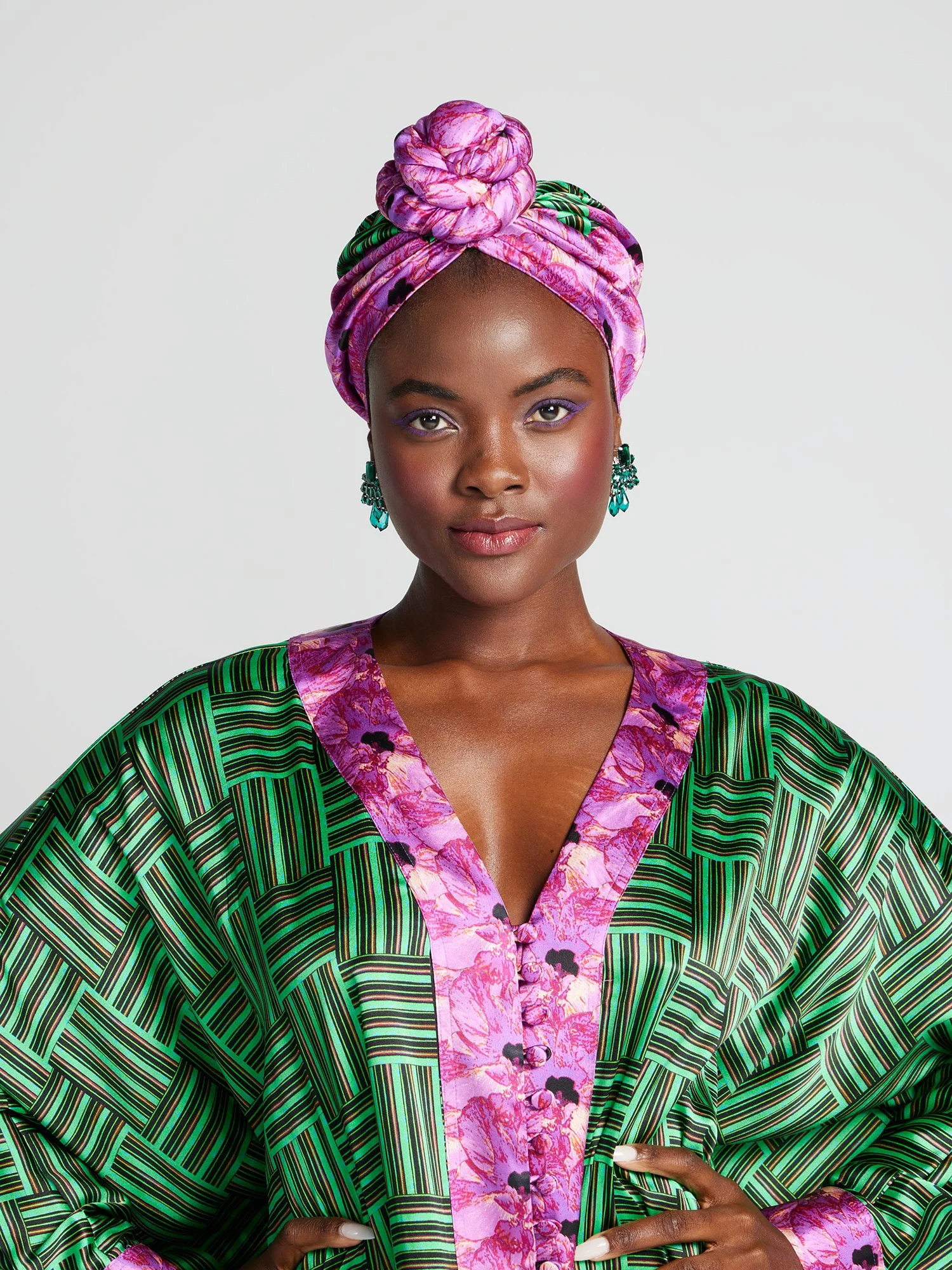 Aisha Floral-Geometric Stretch-Silk Turban - Fashion Collection - Image 2