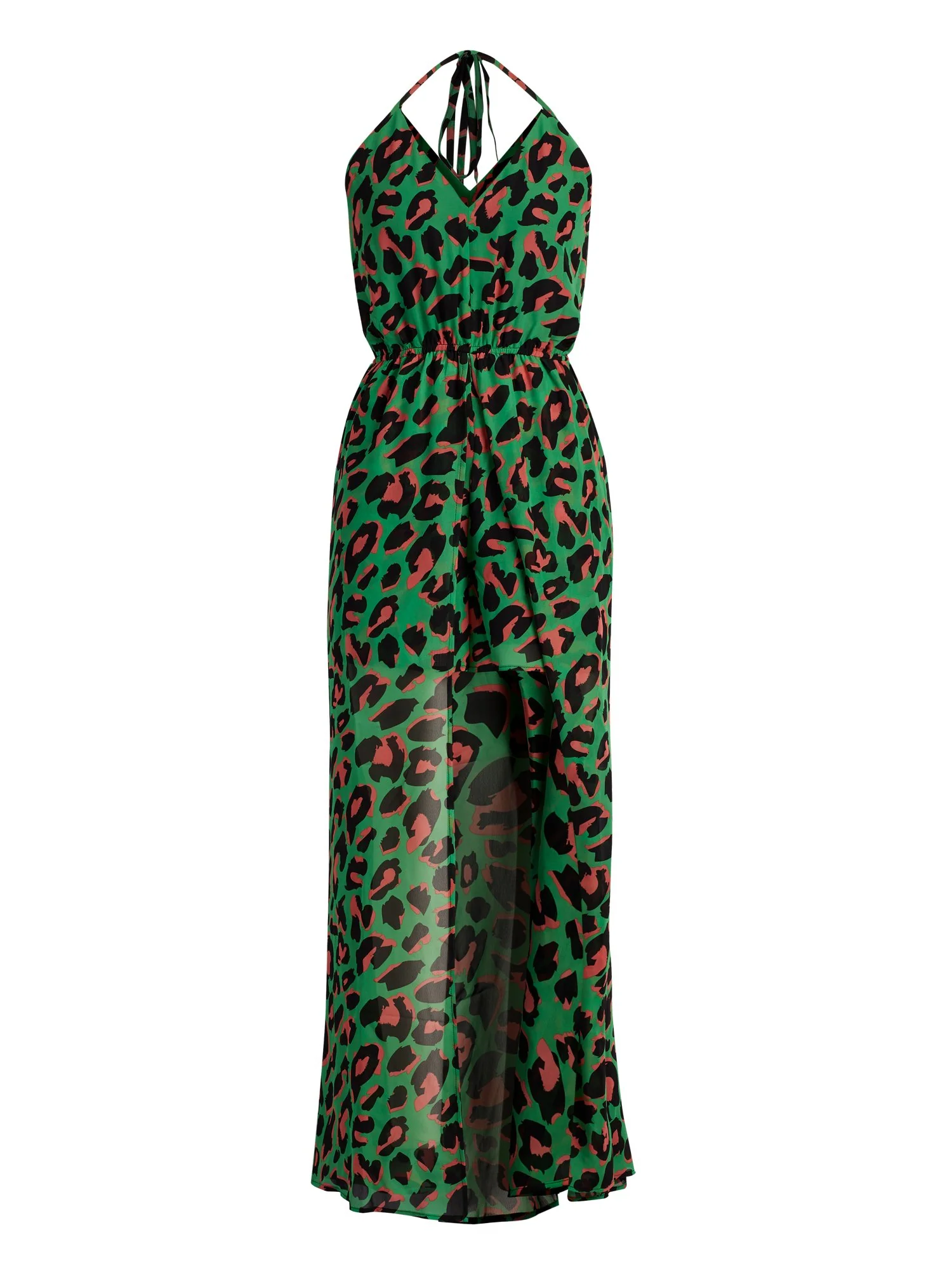 Animal Print Halter Skirted Dramatic Romper
