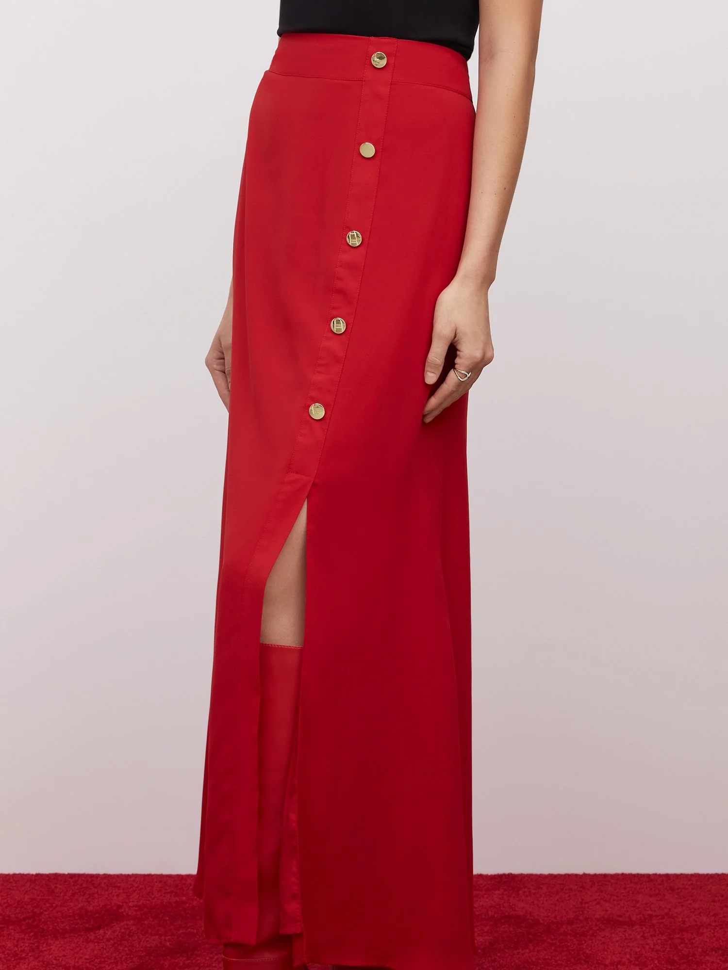 Asymmetric Button-Detail Maxi Skirt - Image 4