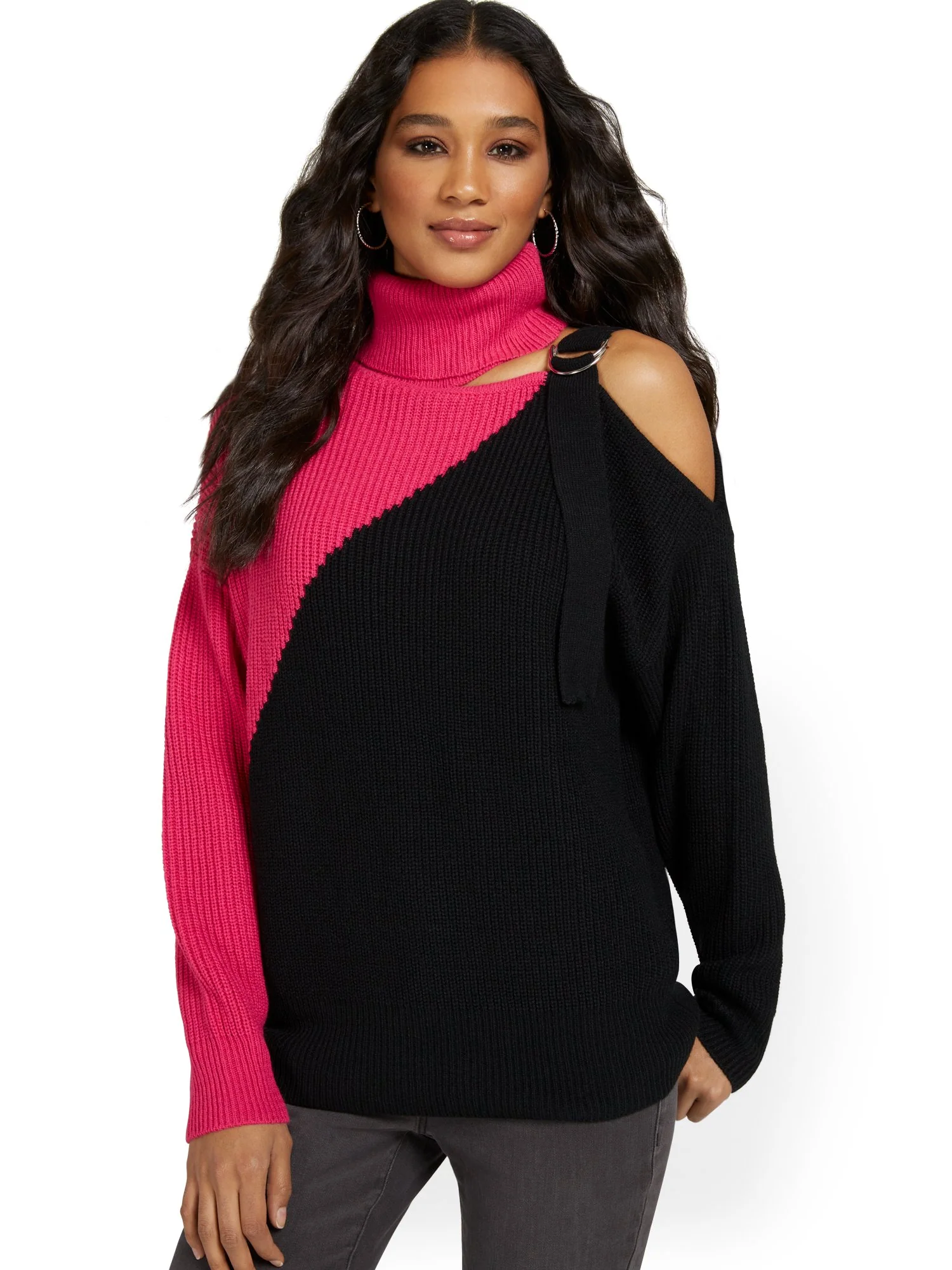 Asymmetric Colorblock Pullover Sweater - Image 4
