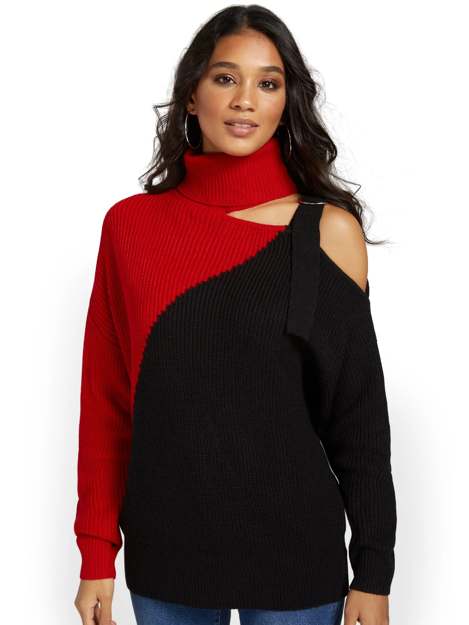 Asymmetric Colorblock Pullover Sweater - Image 8