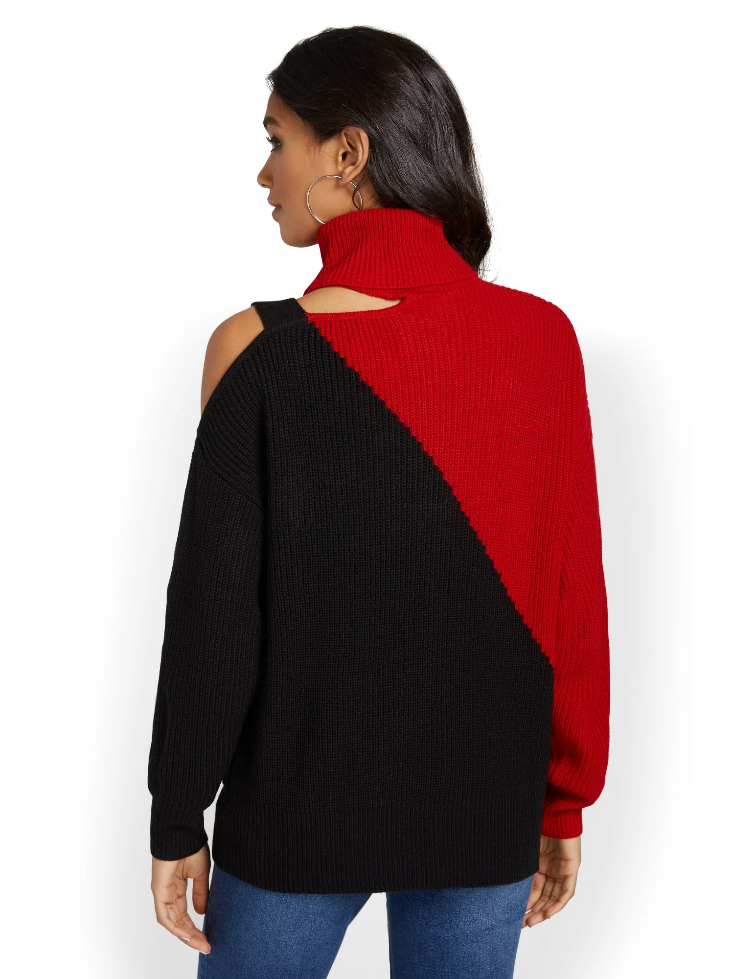 Asymmetric Colorblock Pullover Sweater - Image 9