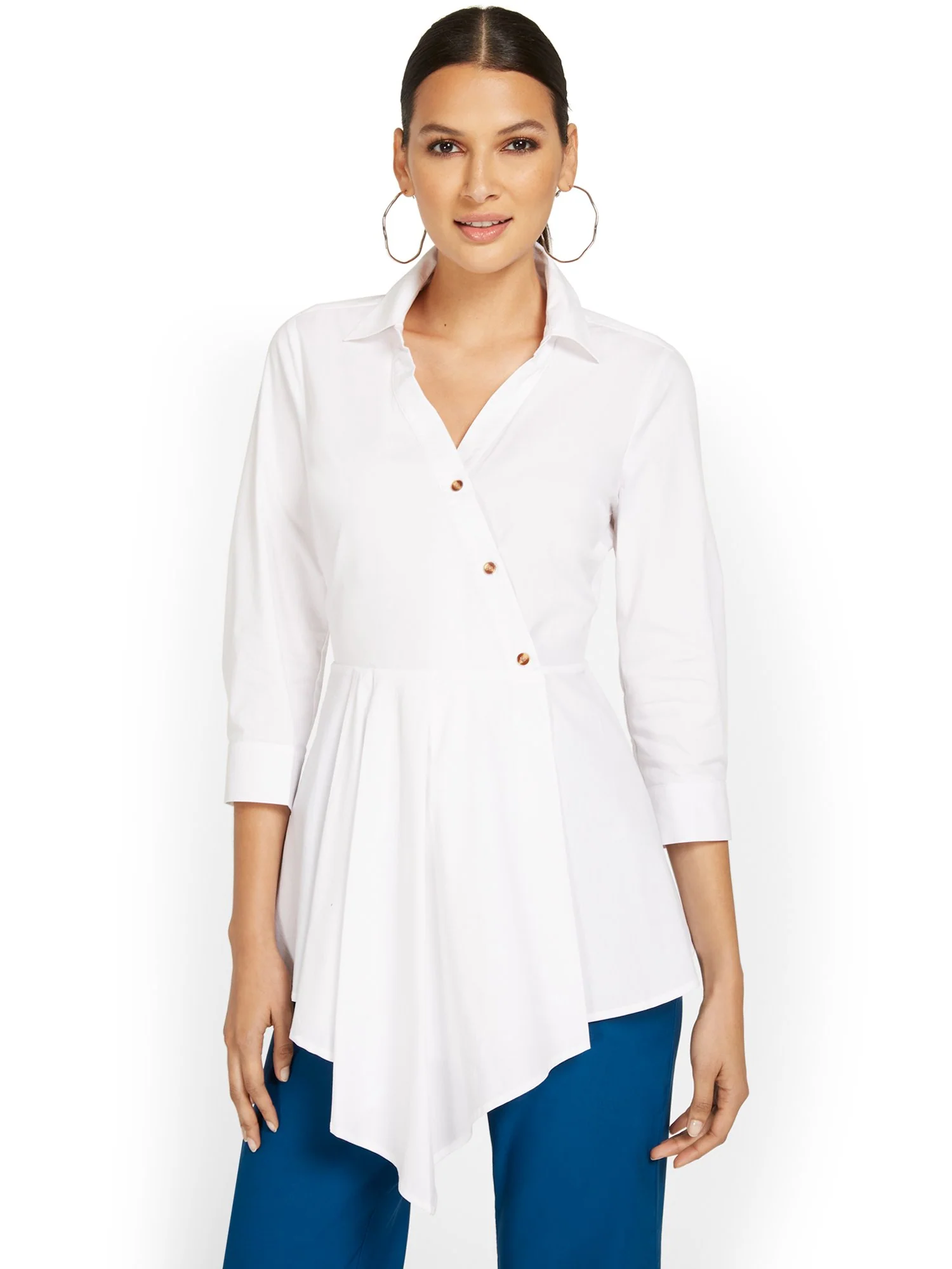 Asymmetric Poplin Wrap-Top - Image 2