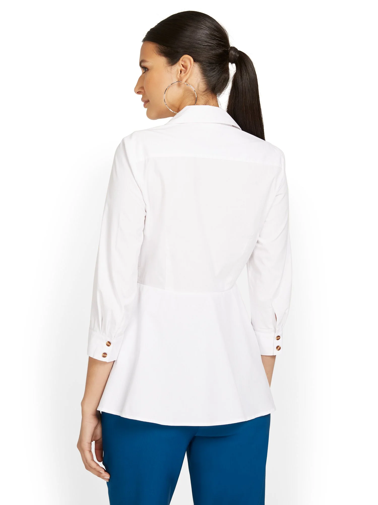 Asymmetric Poplin Wrap-Top - Image 3