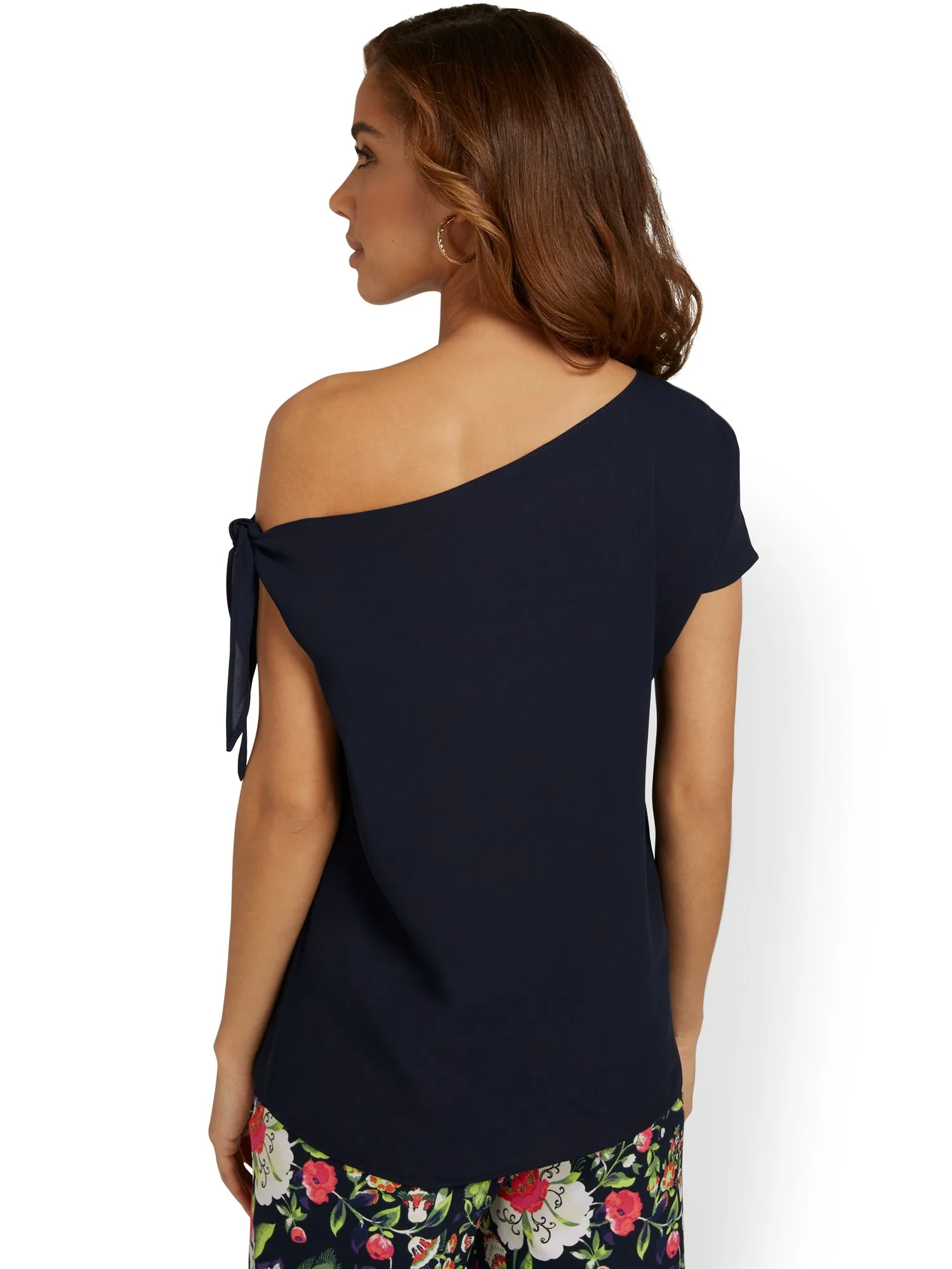 Asymmetric Tie-Sleeve Blouse - Image 3