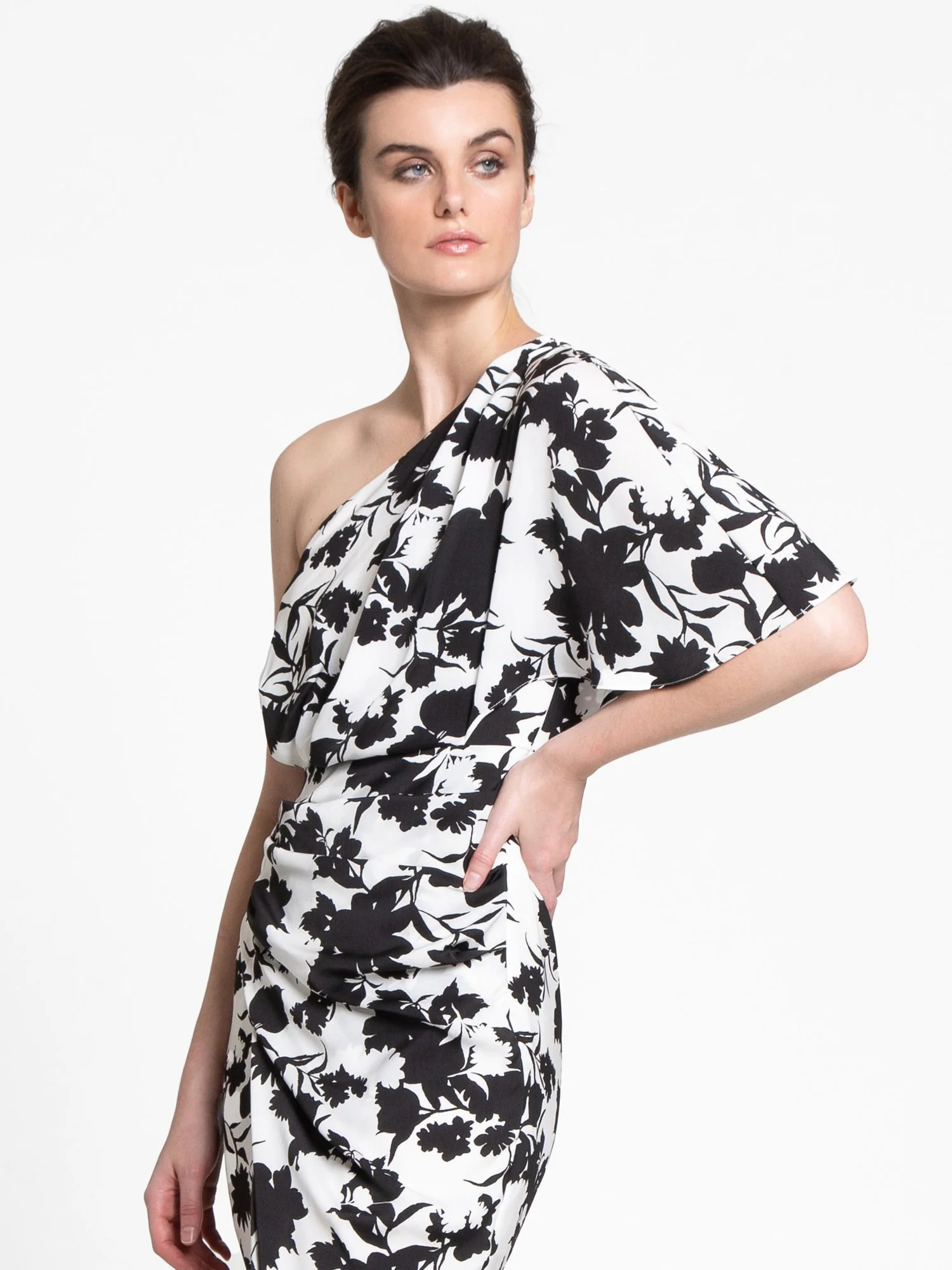 Asymmetrical Black & White Floral Midi Dress - Do+Be - Image 3