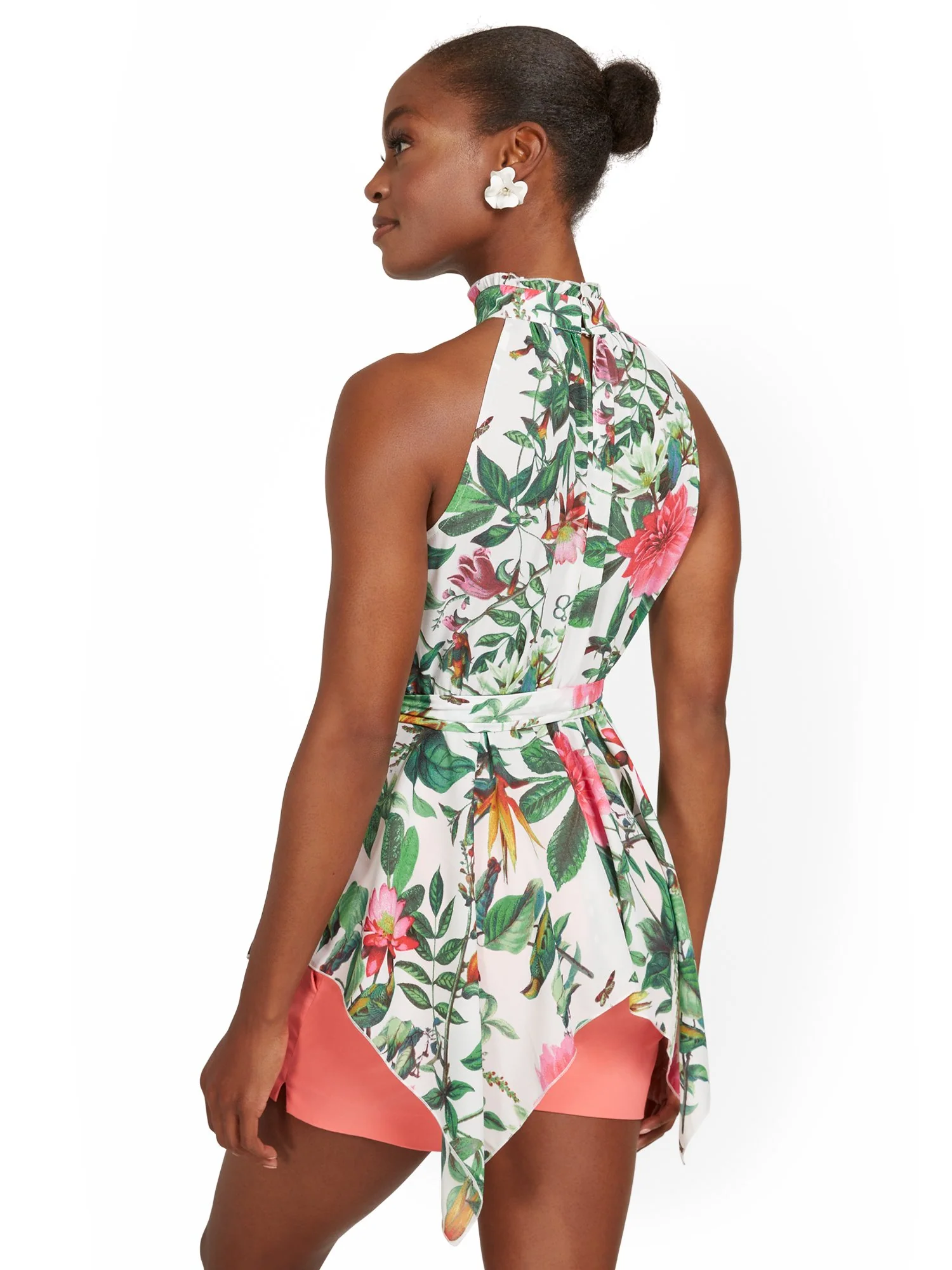 Asymmetrical Botanical Halter Top - Image 3