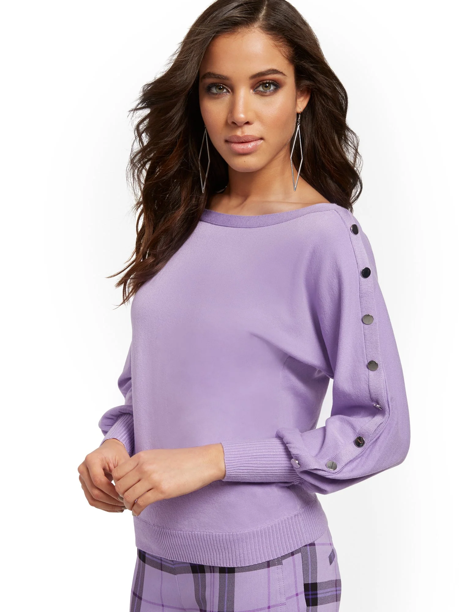Asymmetrical Button Sweater - Image 2