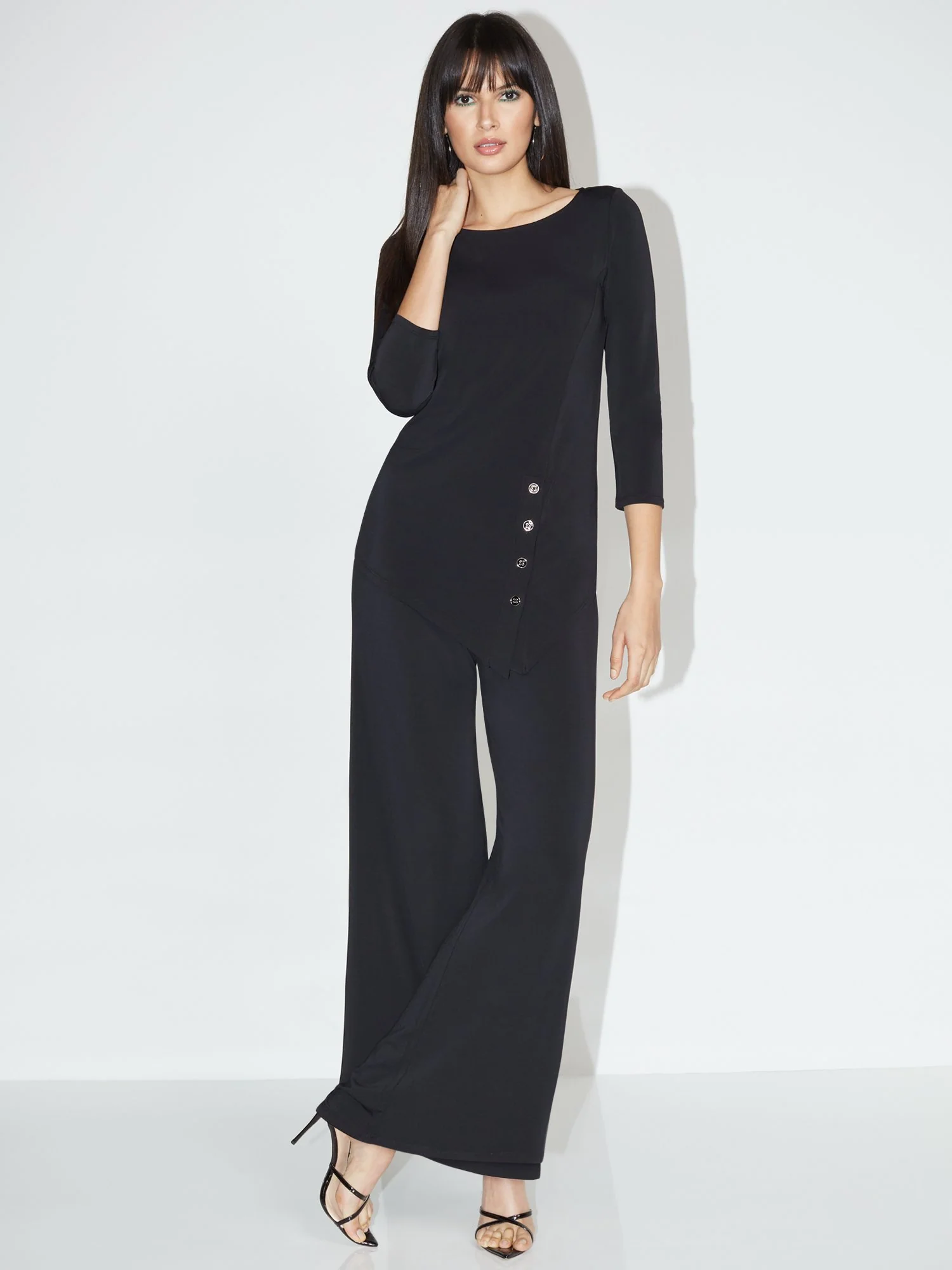 Asymmetrical Long-Sleeve Button Tunic - NY&C Style System - Image 4