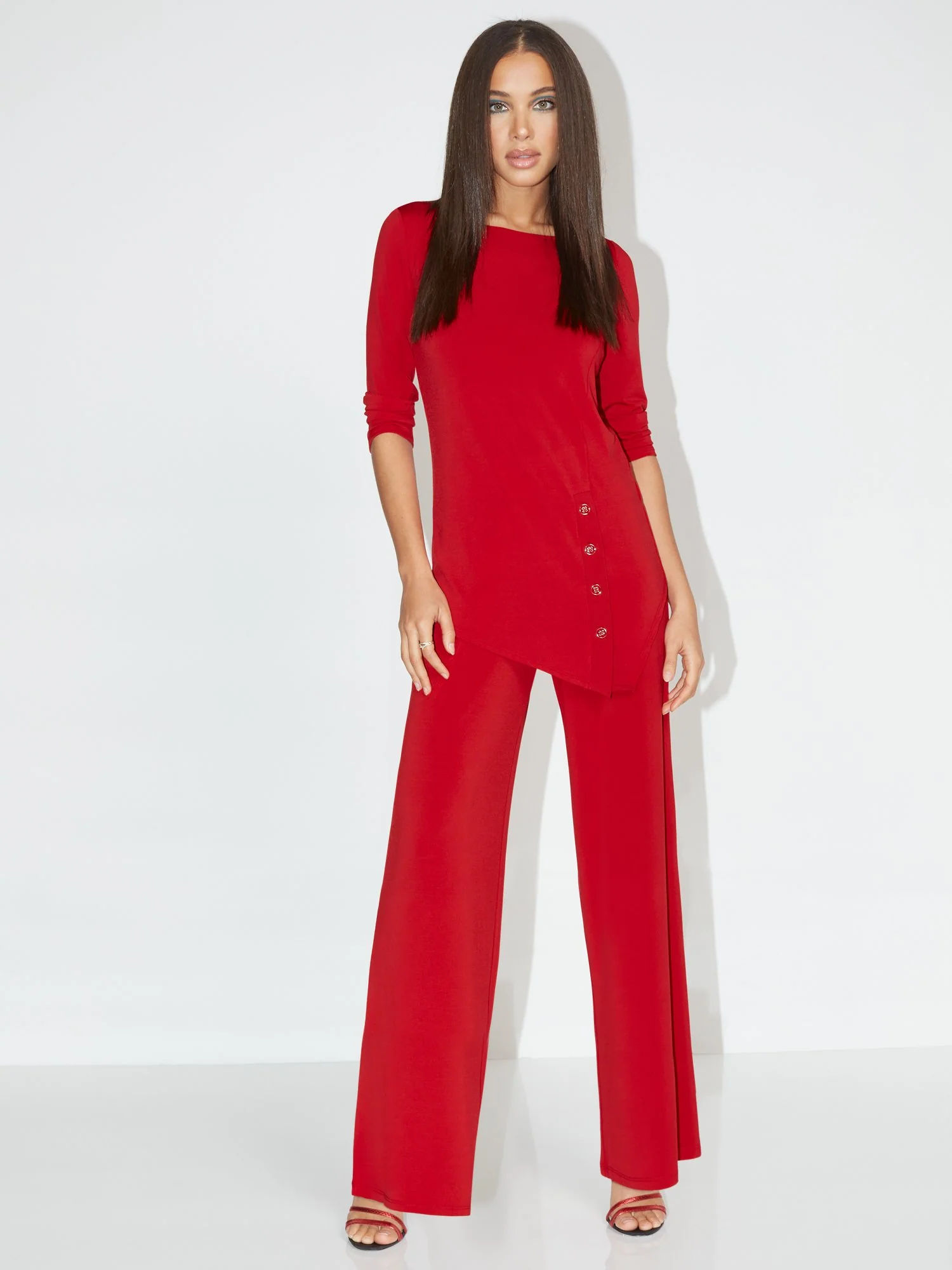 Asymmetrical Long-Sleeve Button Tunic - NY&C Style System - Image 8