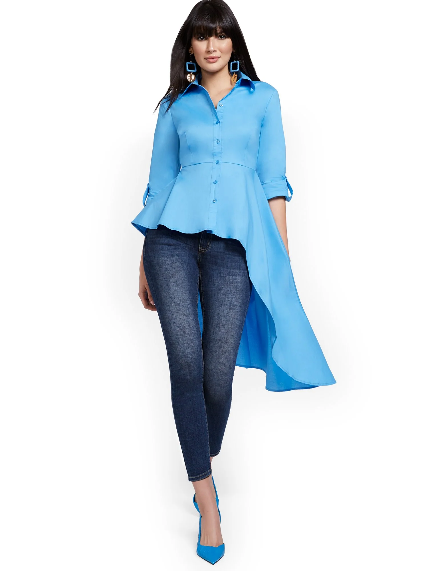 Asymmetrical Poplin Statement Top - Image 6