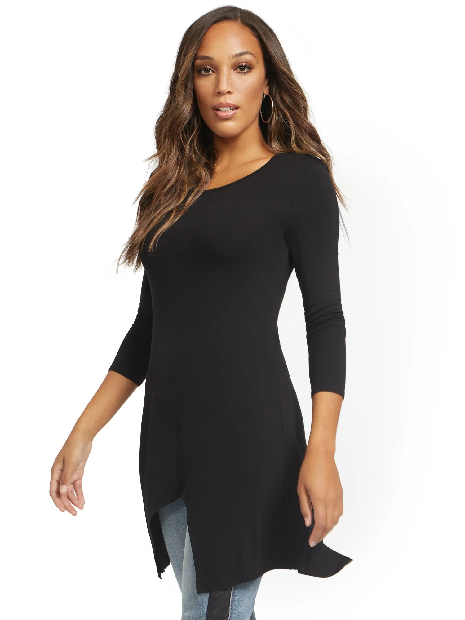 Asymmetrical Sharkbite Hem Tunic Top