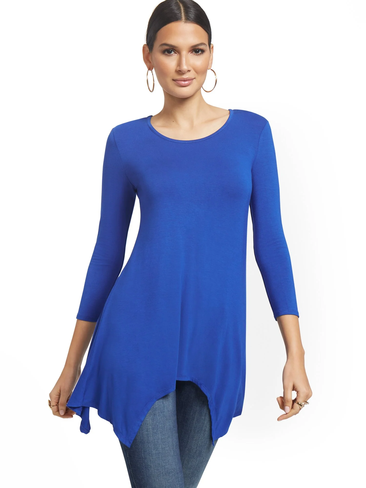 Asymmetrical Sharkbite Hem Tunic Top - Image 15