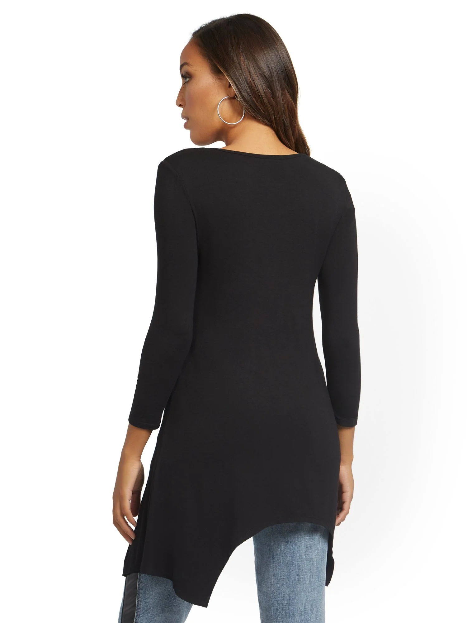 Asymmetrical Sharkbite Hem Tunic Top - Image 3