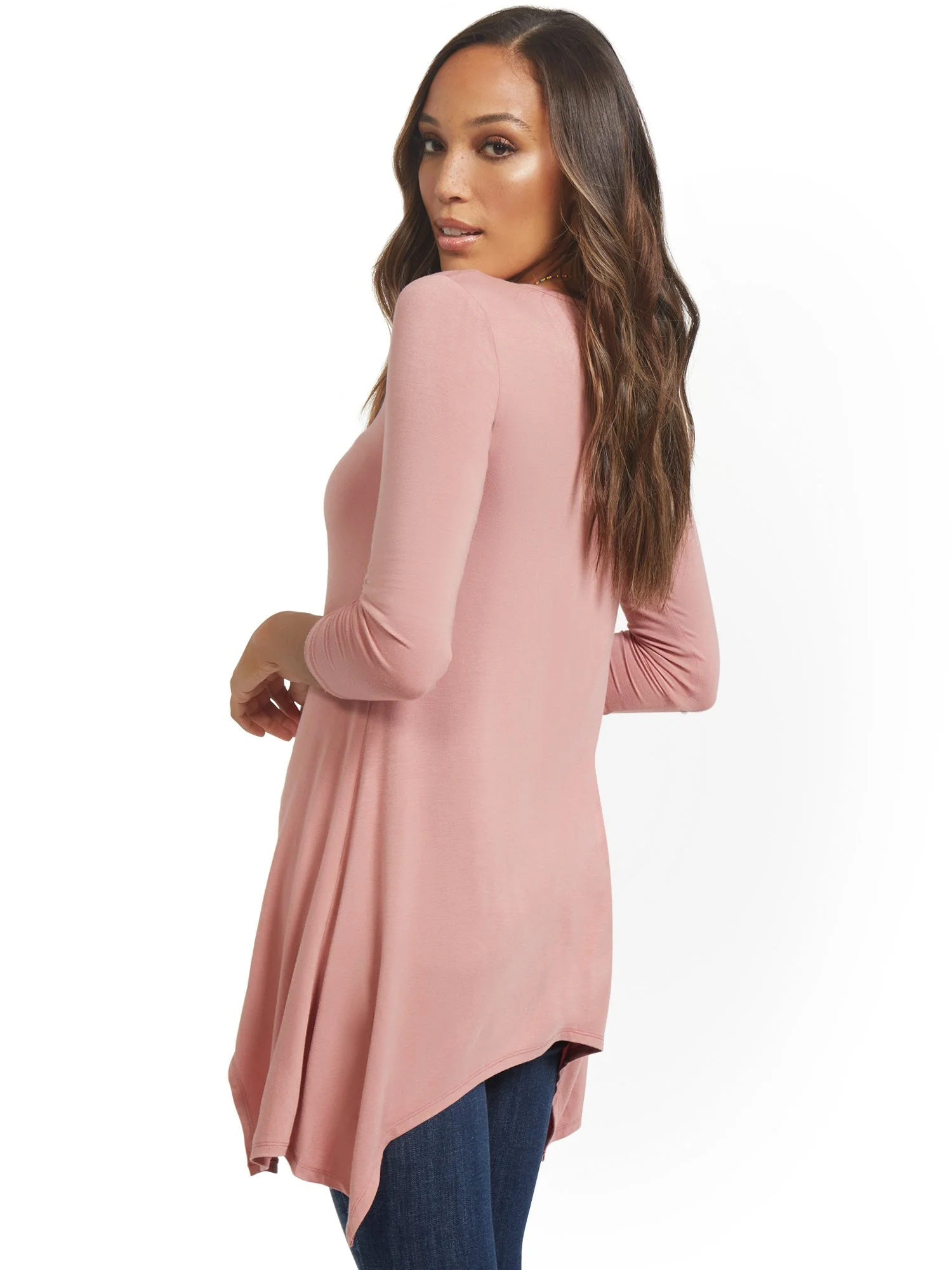 Asymmetrical Sharkbite Hem Tunic Top - Image 6
