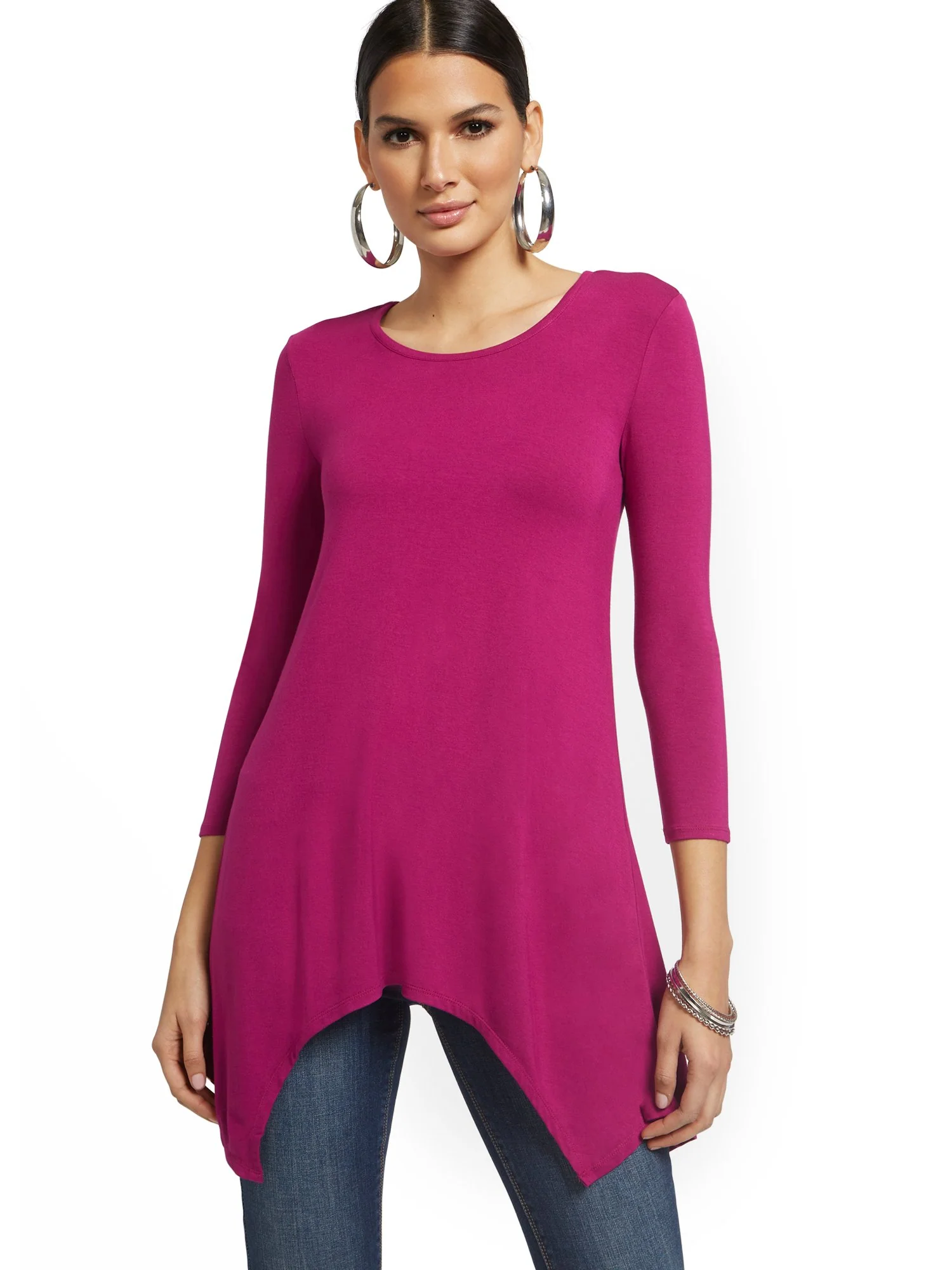 Asymmetrical Sharkbite Hem Tunic Top - Image 9