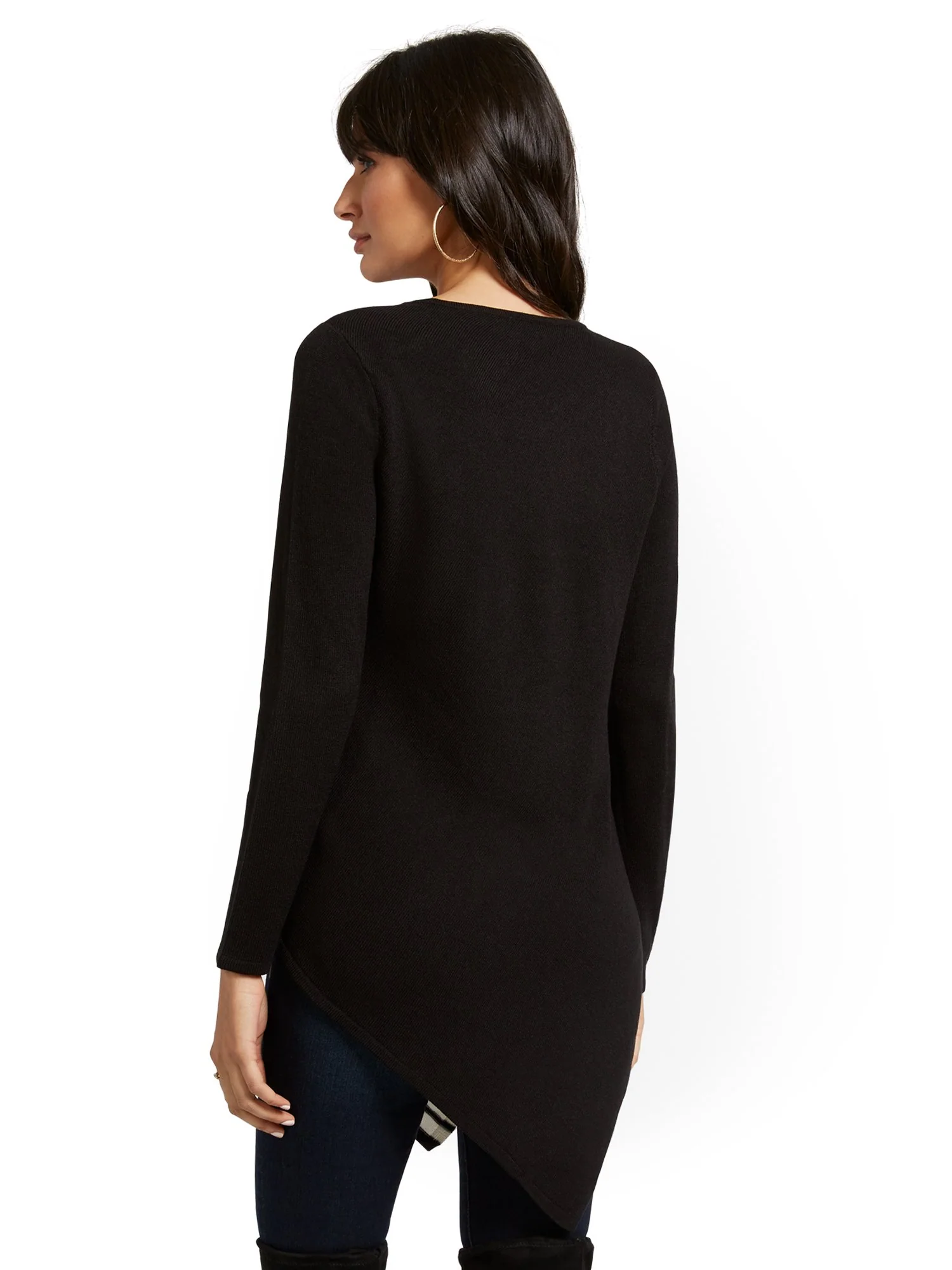 Asymmetrical Stripe Tunic Sweater - Image 3
