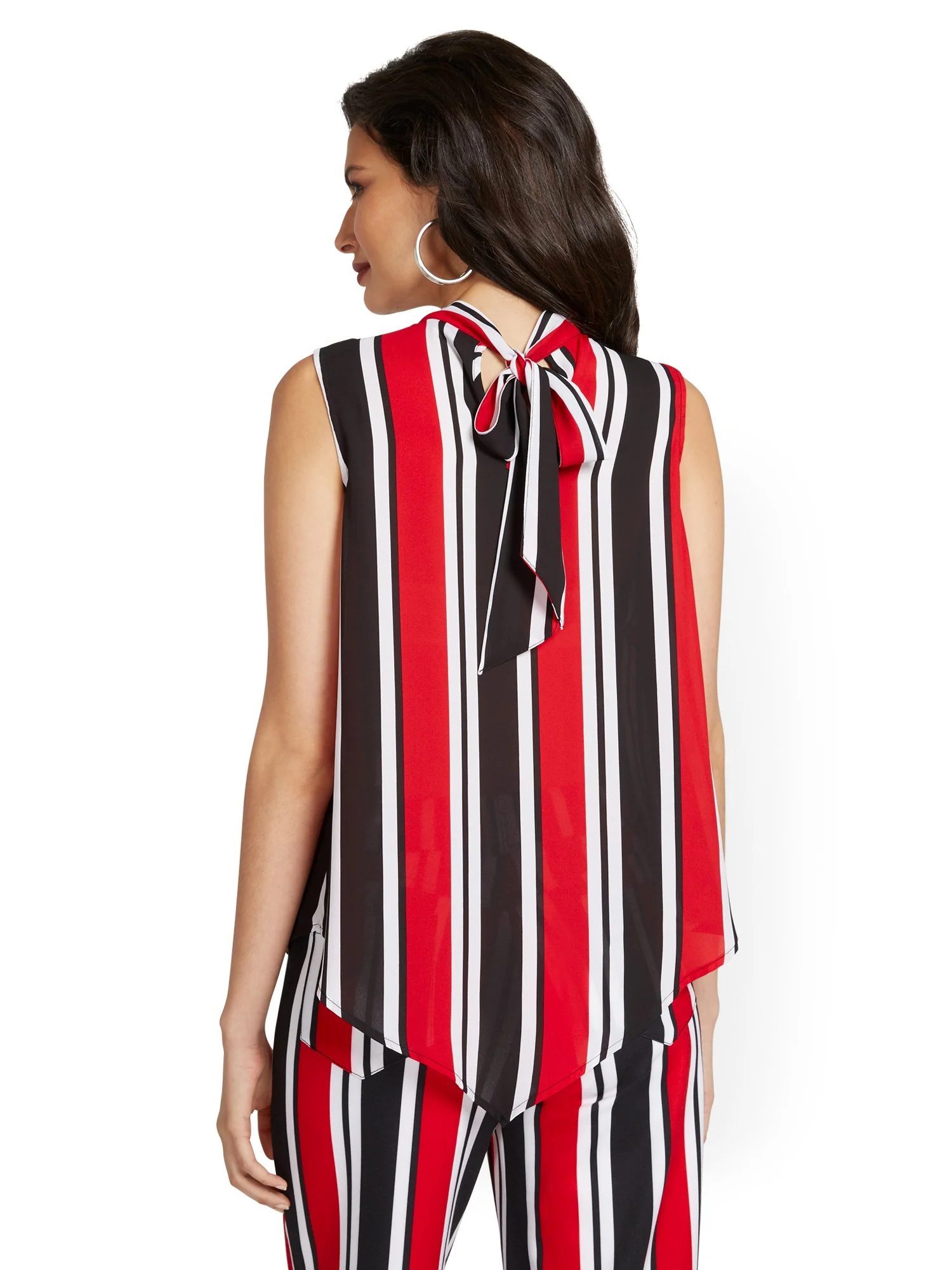 Asymmetrical Tie-Back Blouse - Image 3