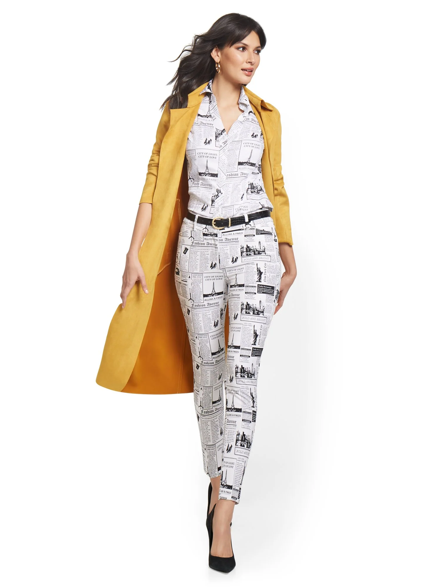 Audrey High-Waisted Ankle Pant - Newspaper-Print - Image 4