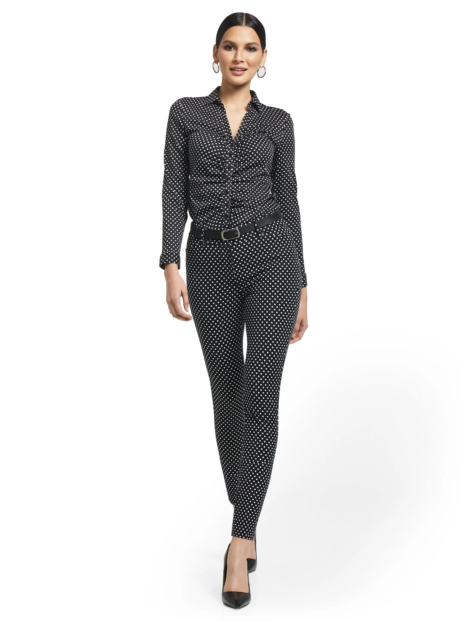 Audrey High-Waisted Ankle Pant - Polka Dot-Print - Image 4