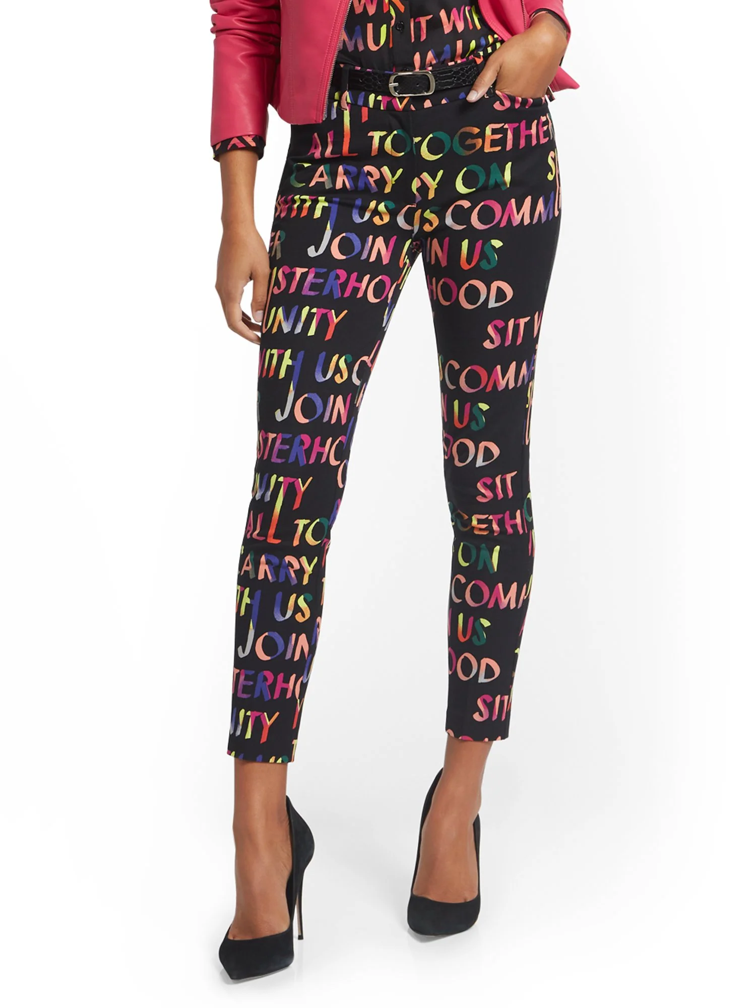 Audrey High-Waisted Ankle Pant - Script-Print