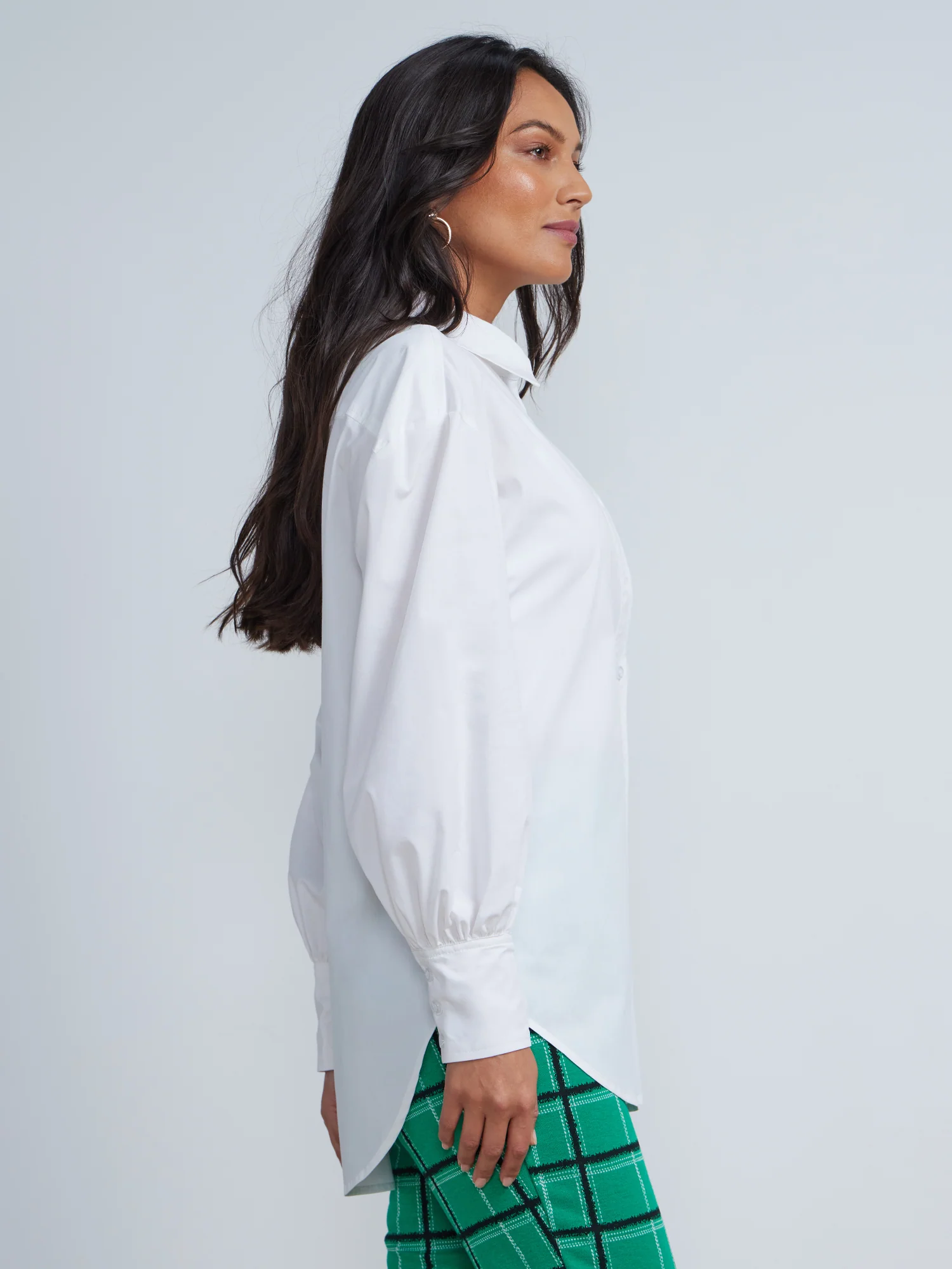 Balloon-Sleeve Oversized Boyfriend Poplin Shirt - Image 2
