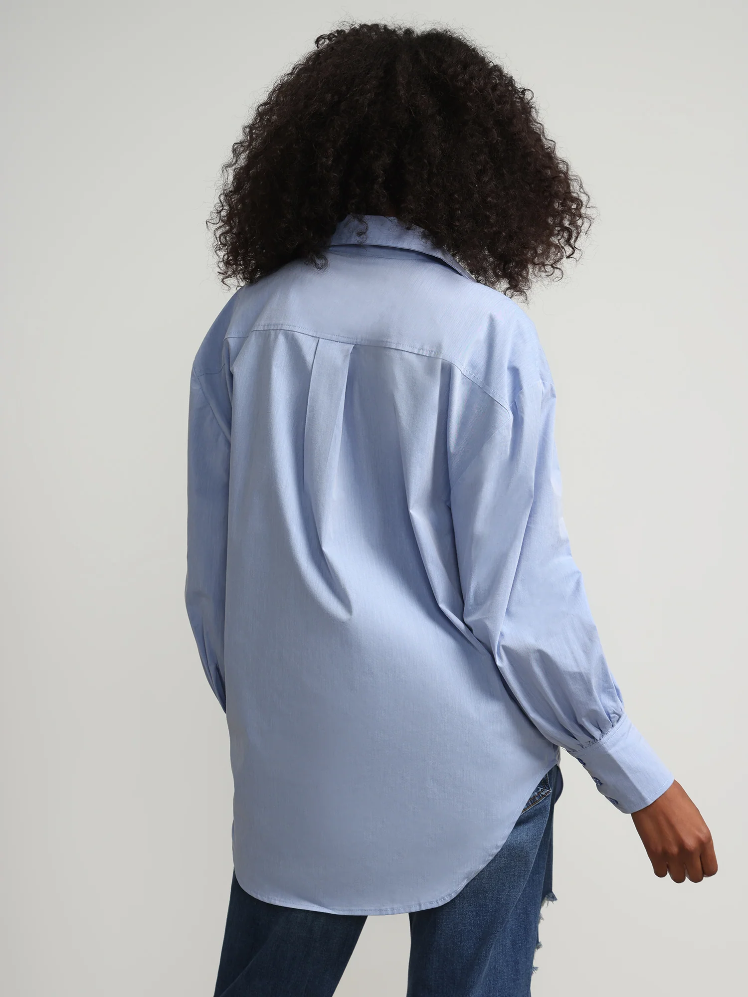 Balloon-Sleeve Oversized Boyfriend Poplin Shirt - Image 8