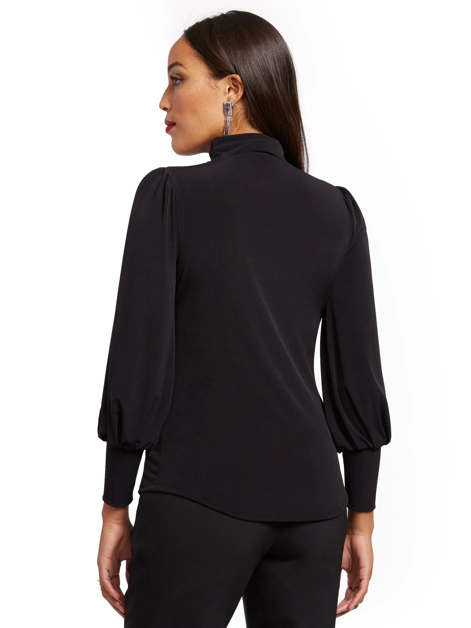 Balloon-Sleeve Turtleneck Top - 7th Avenue - Image 4