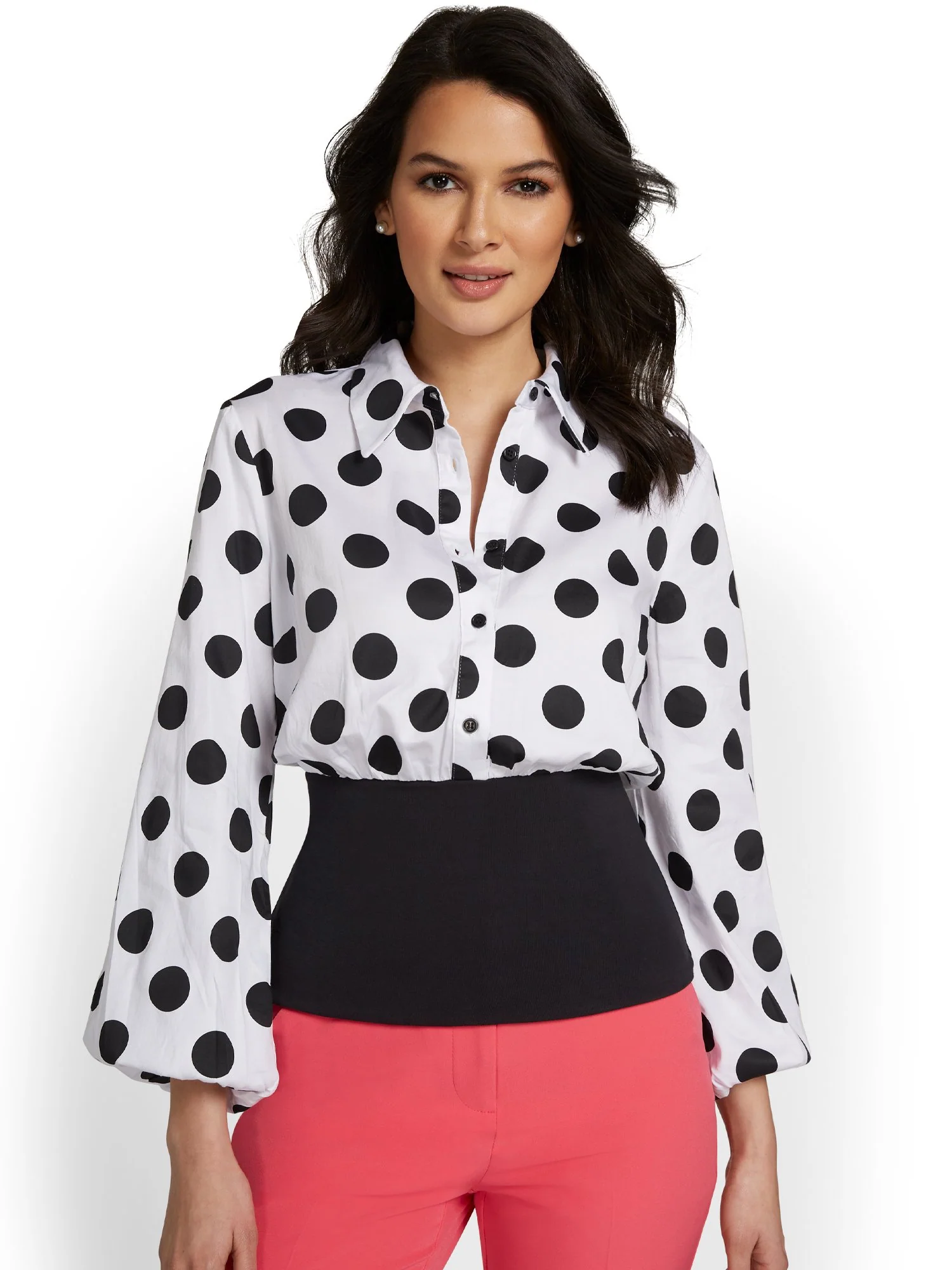 Banded Button-Front Poplin Shirt - Image 2