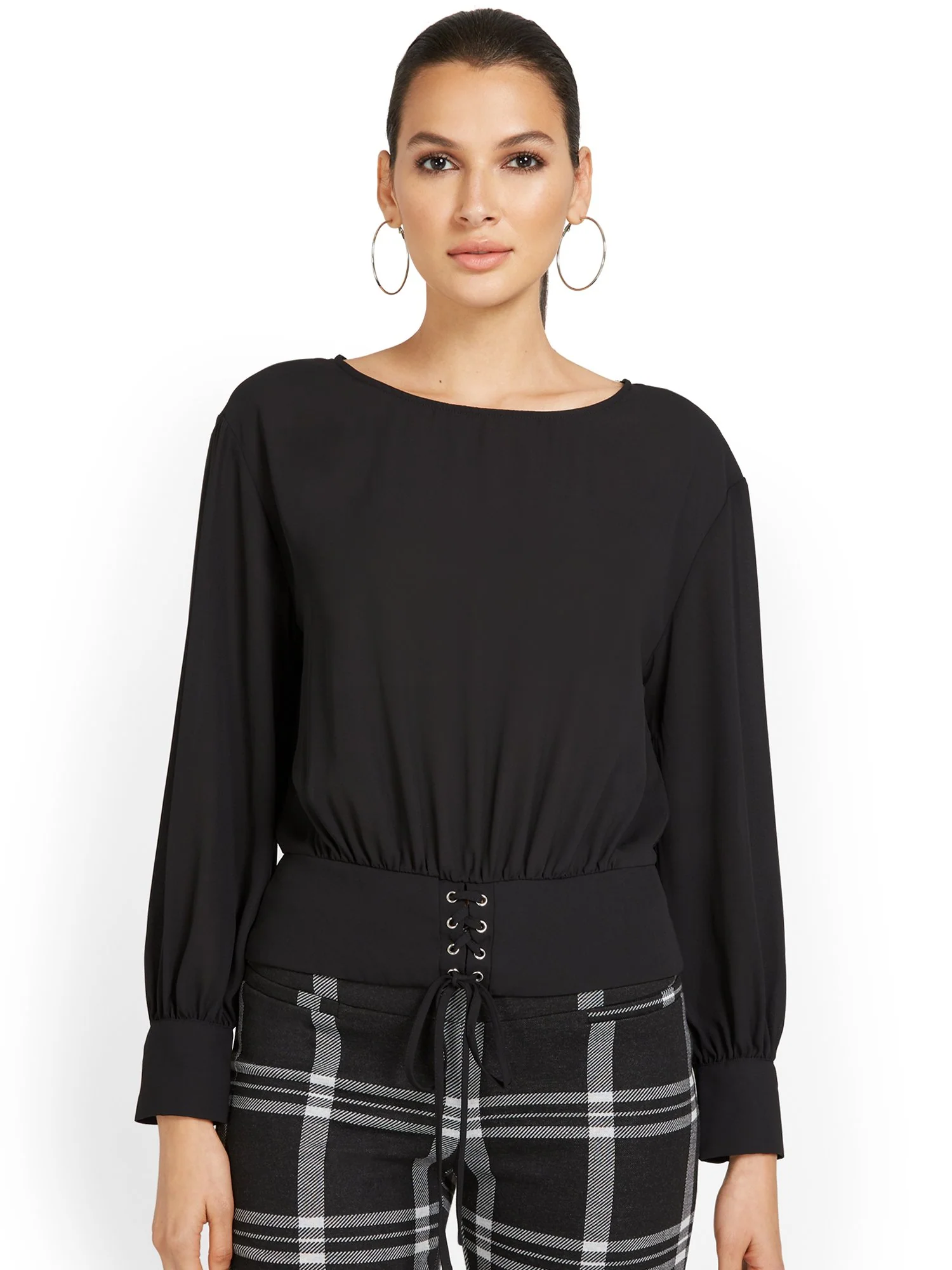 Banded-Hem Corset Blouse - Image 2
