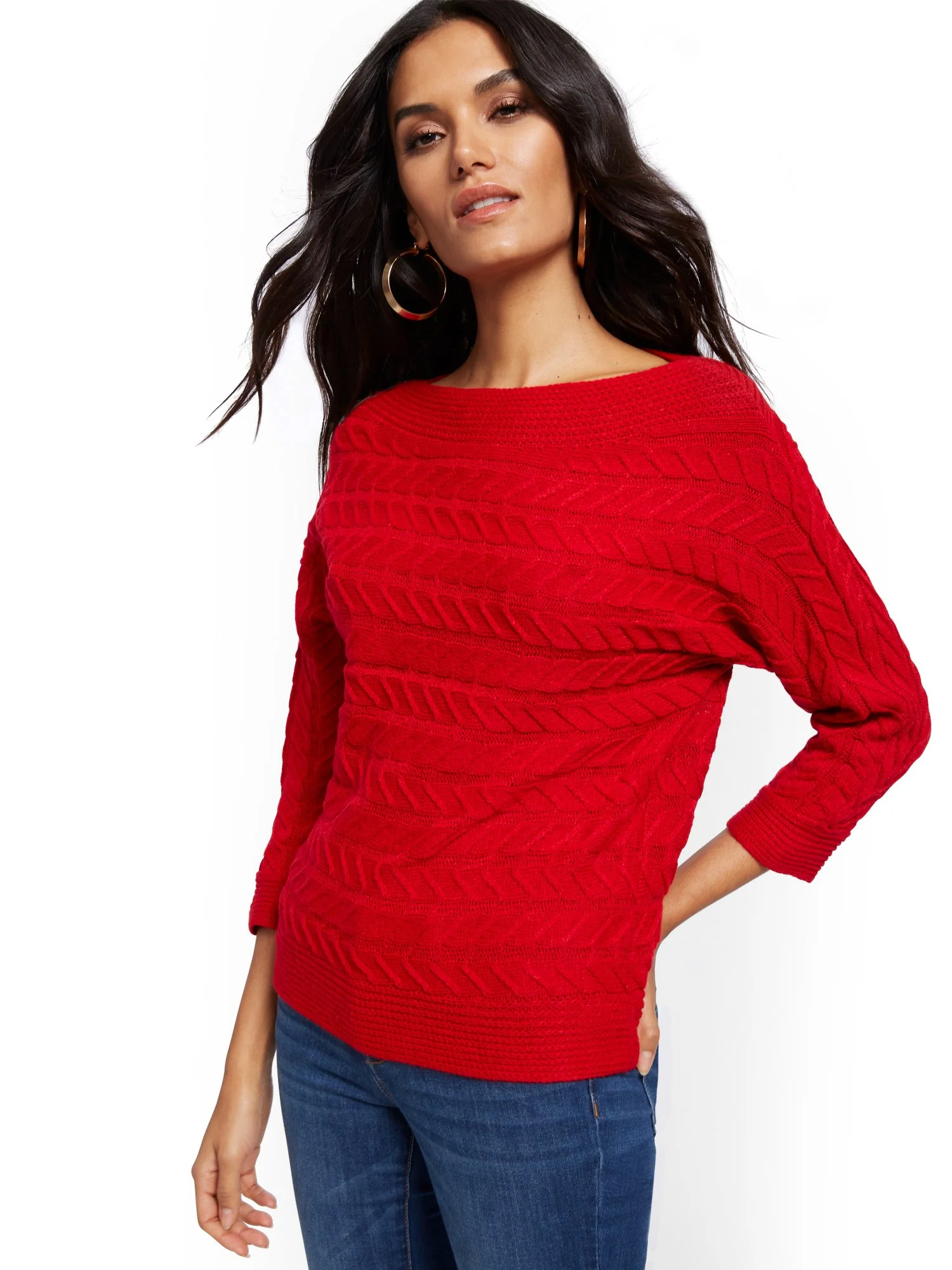 Bateau-Neck Cable-Knit Sweater - Image 2